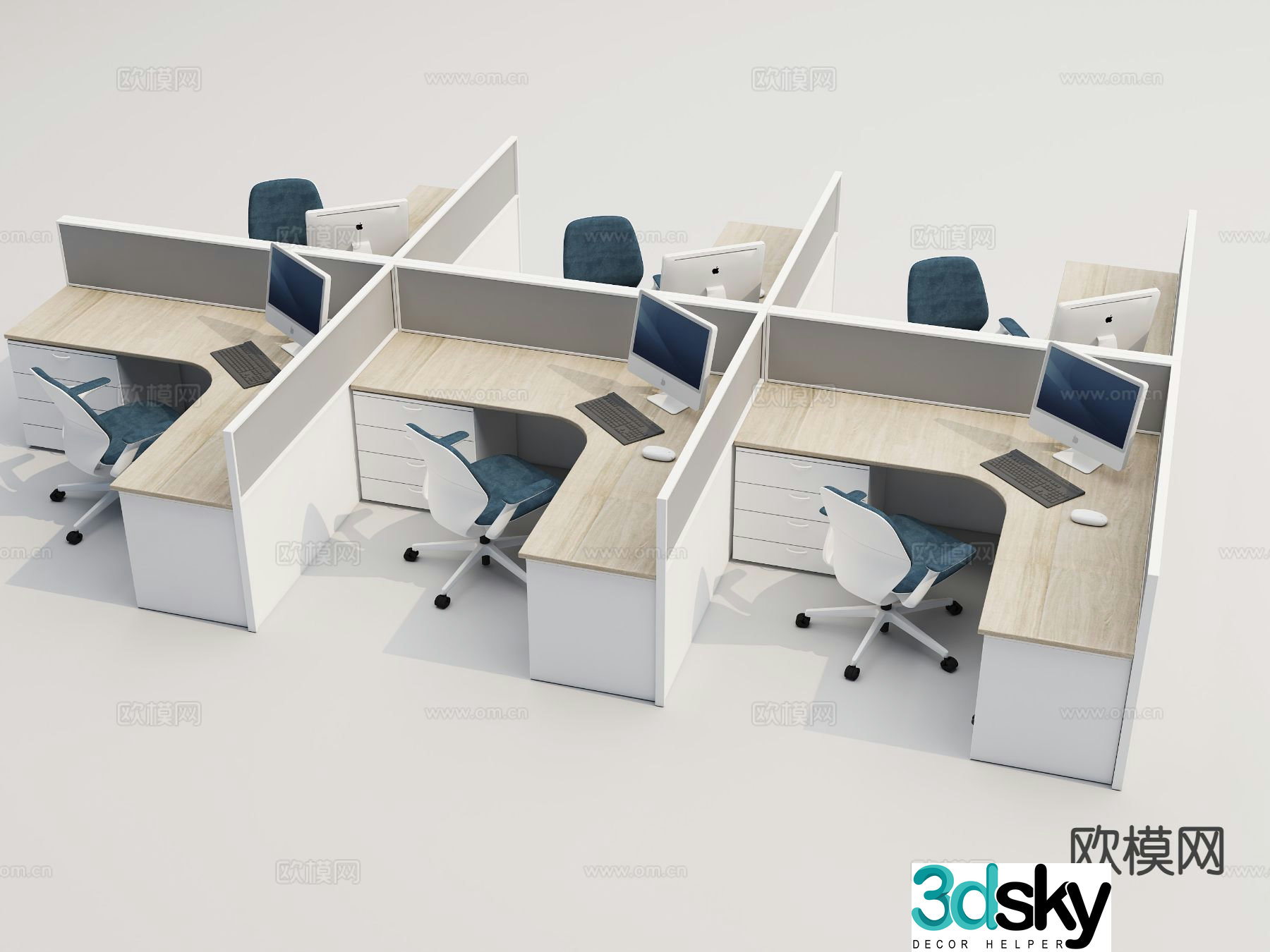 Card space desk work station post 3d model