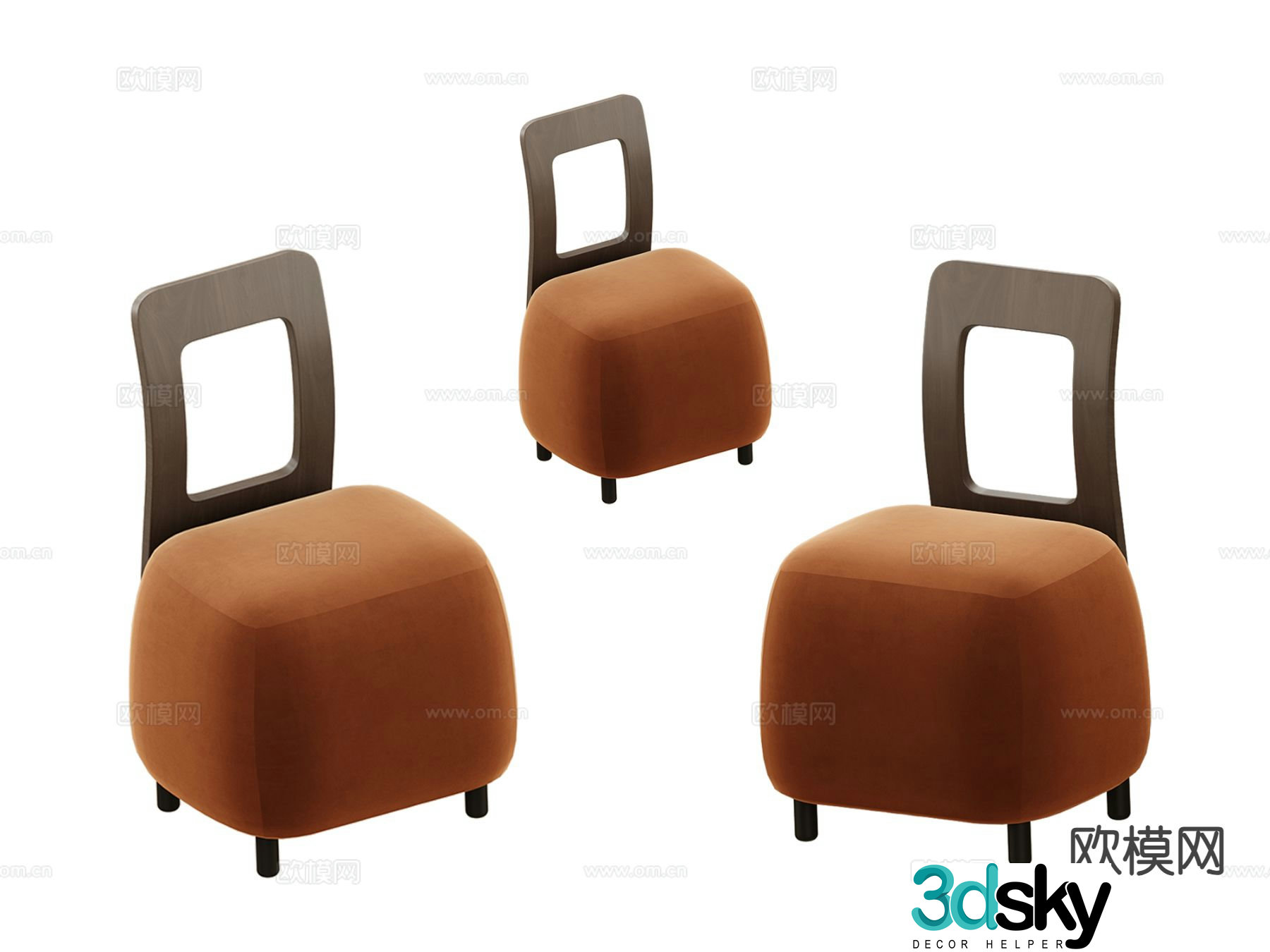 European style small stool leisure chair 3d model