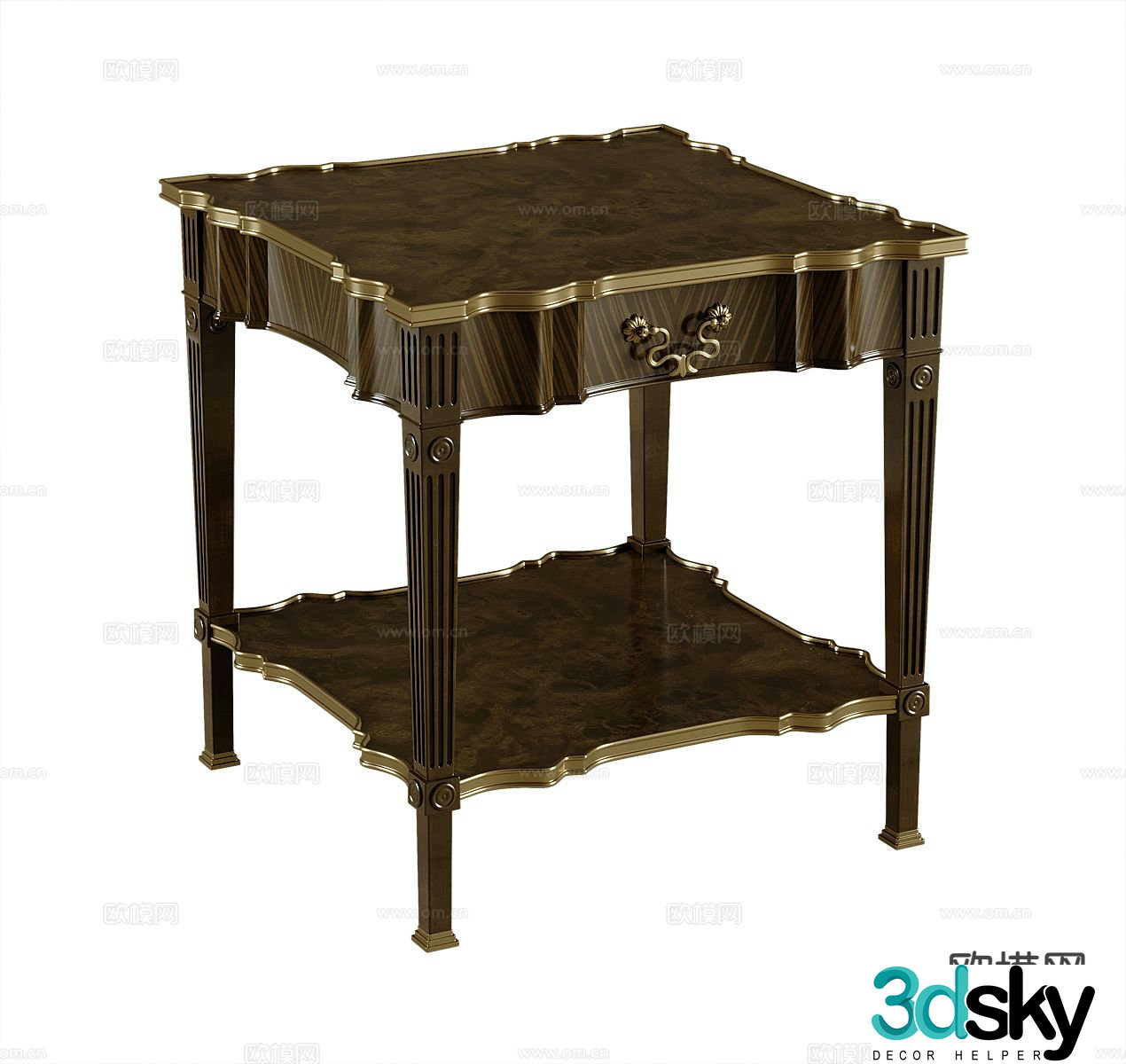 American side table corner table 3d model