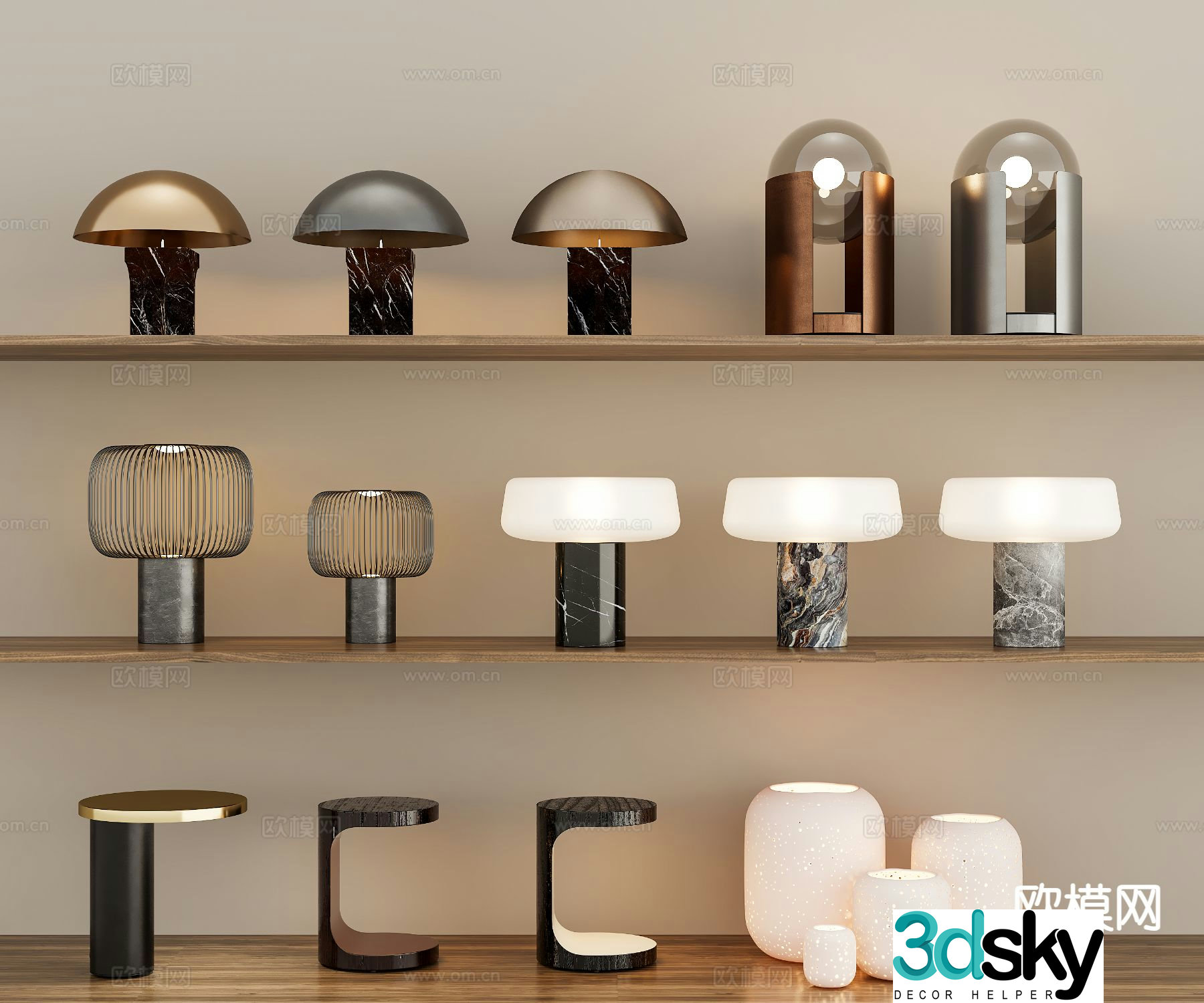 Light luxury desk lamp mushroom lamp 3d model