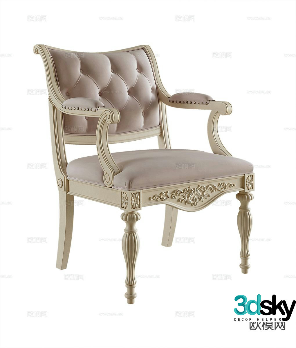 American single chair armchair book chair 3d model