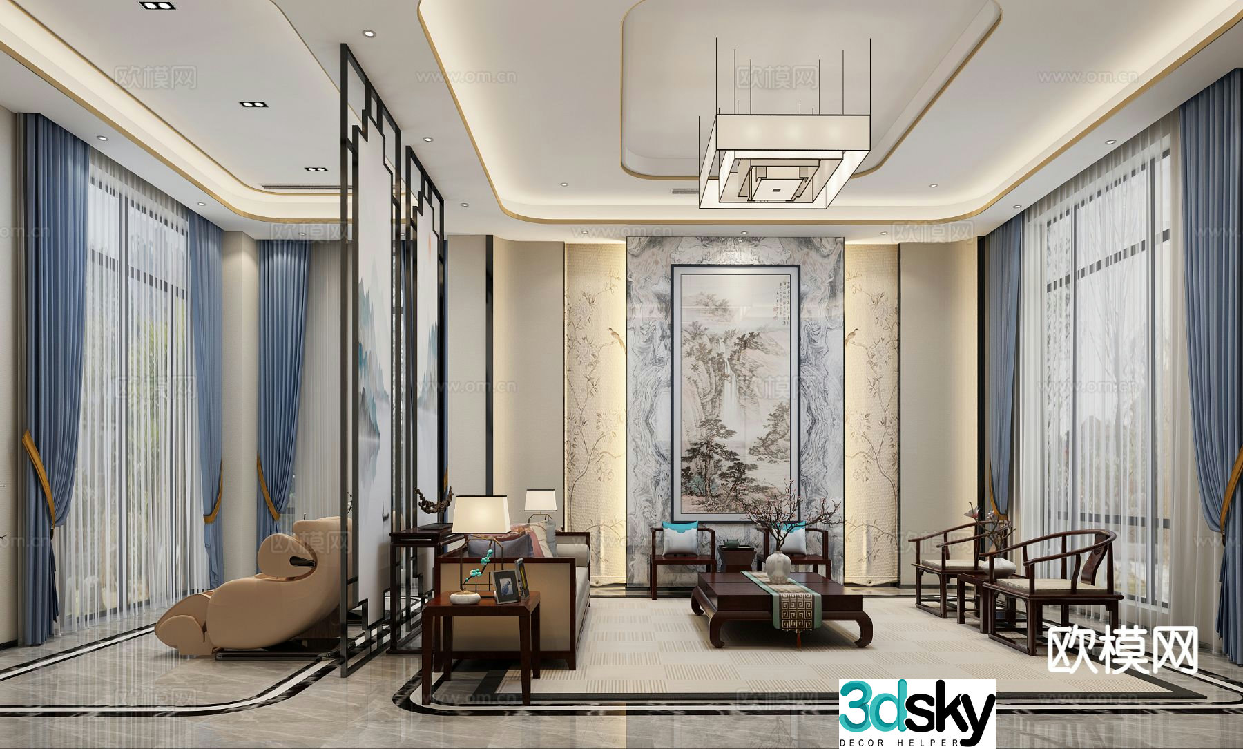 New Chinese style living room 3d model