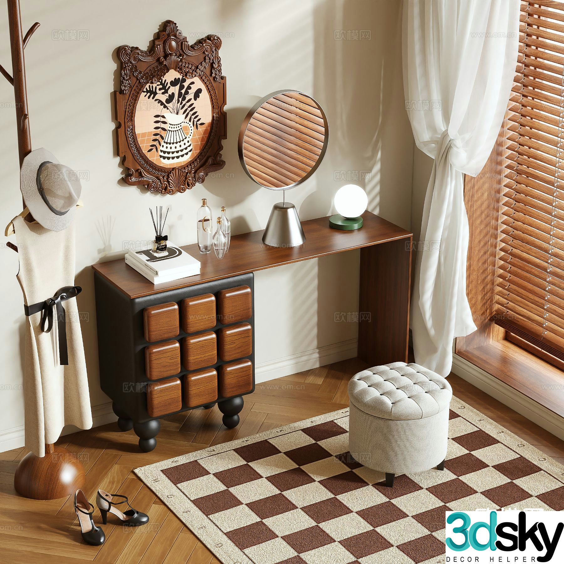 Medieval style dressing table 3d model