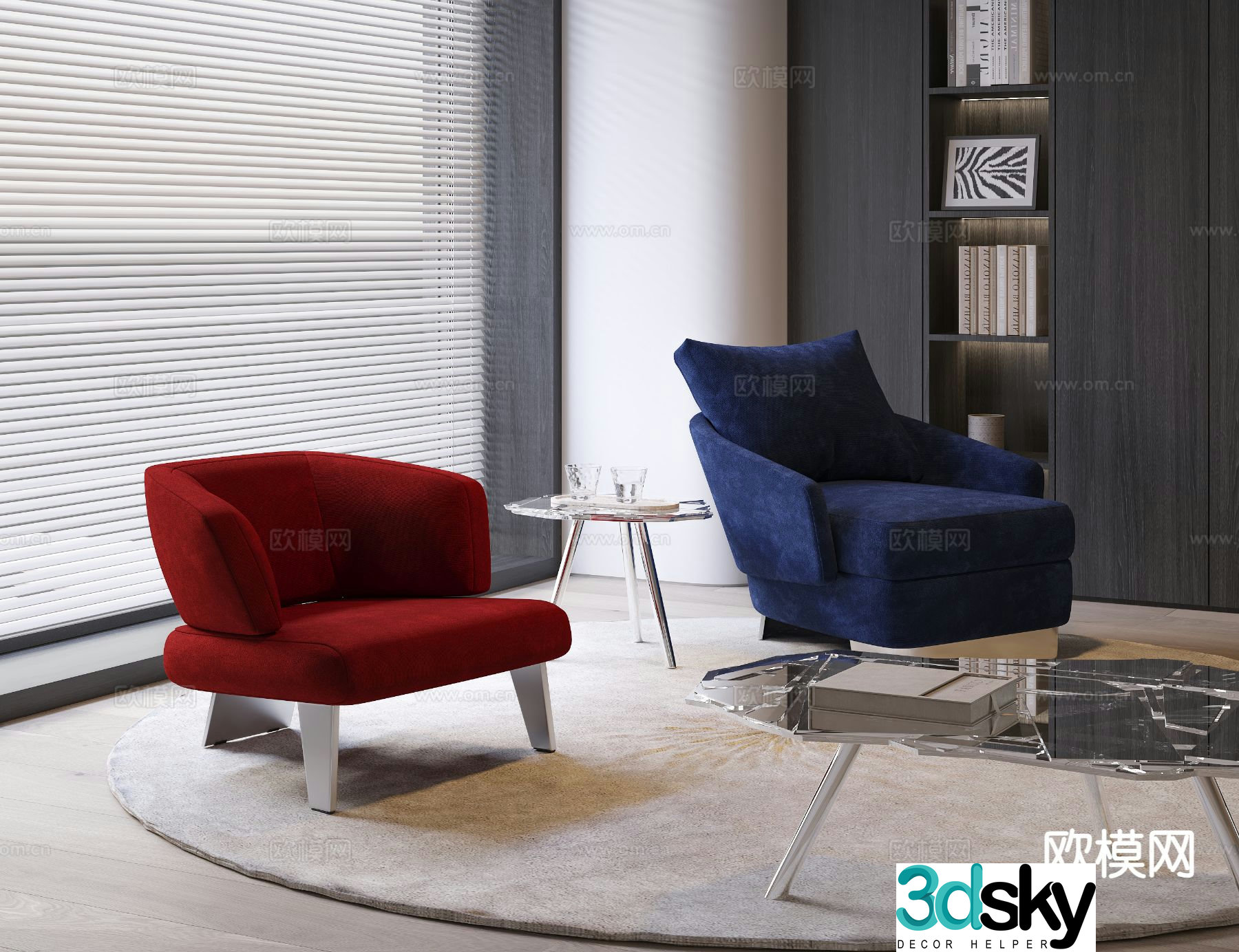 Modern single sofa fabric sofa leisure sofa sofa chair 3d model