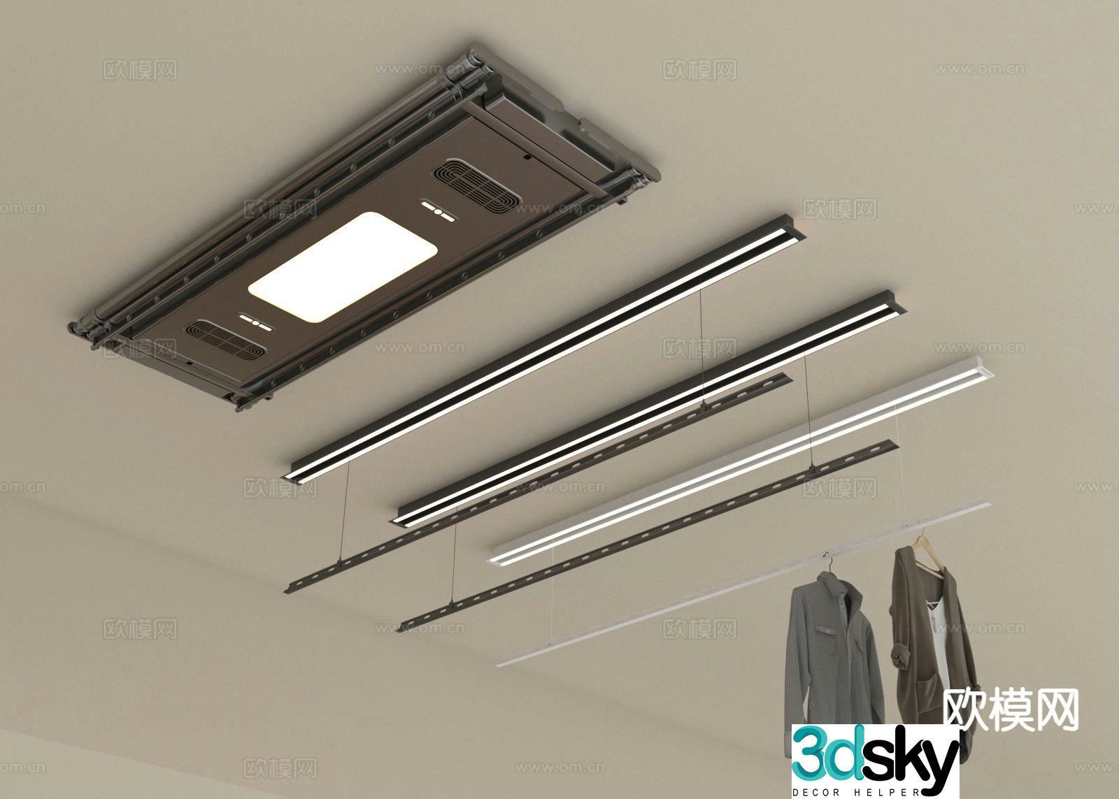 Invisible clothes drying rack electric clothes drying rack lifting clothes drying rack 3D model