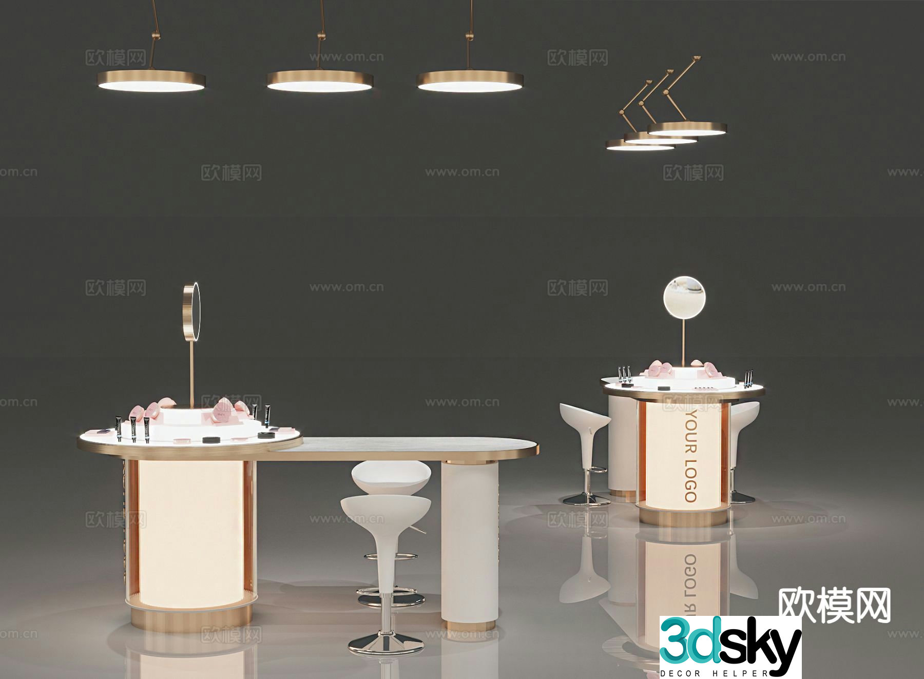 Counter shelf Nakajima dressing table 3d model