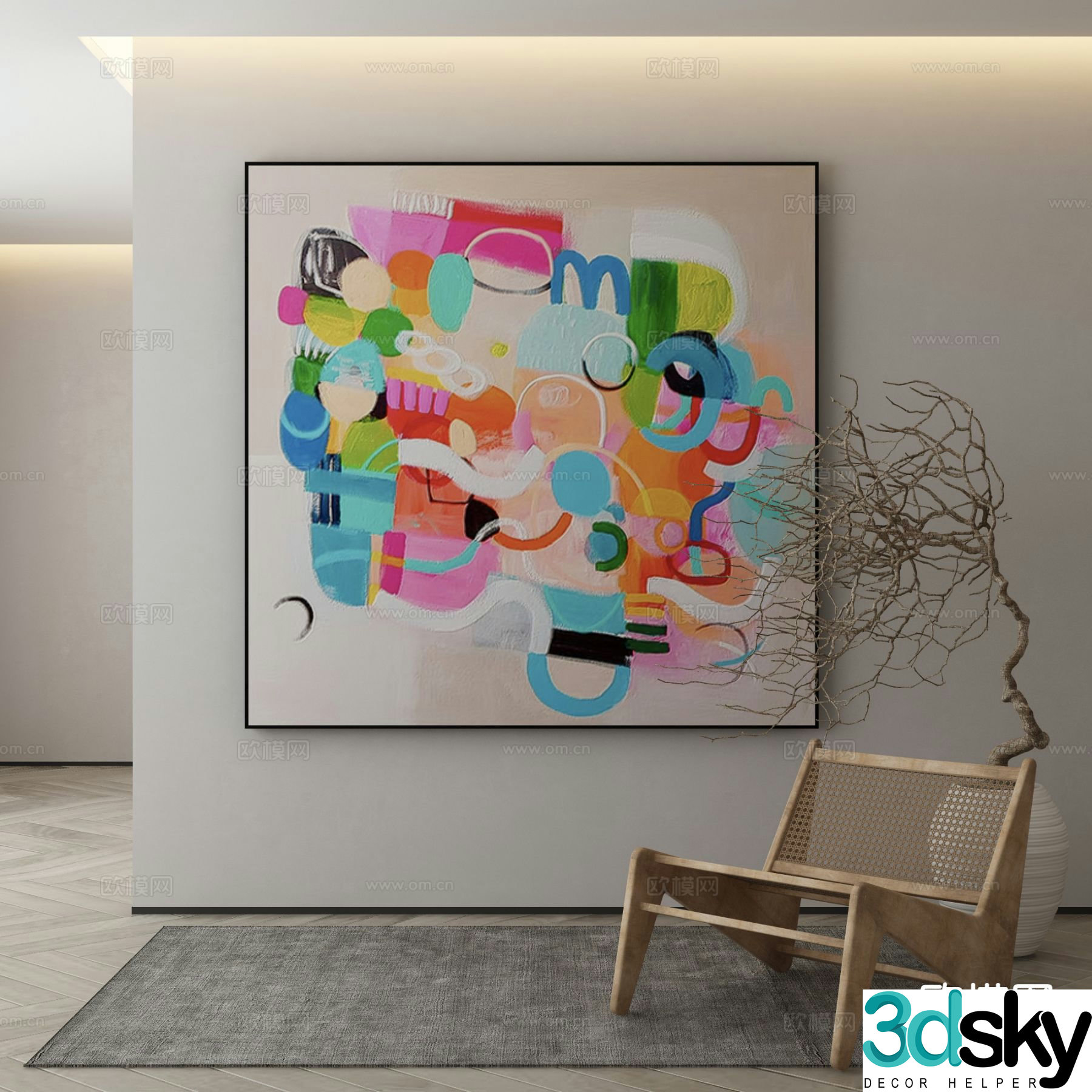 Decorative painting oil painting hanging painting 3d model