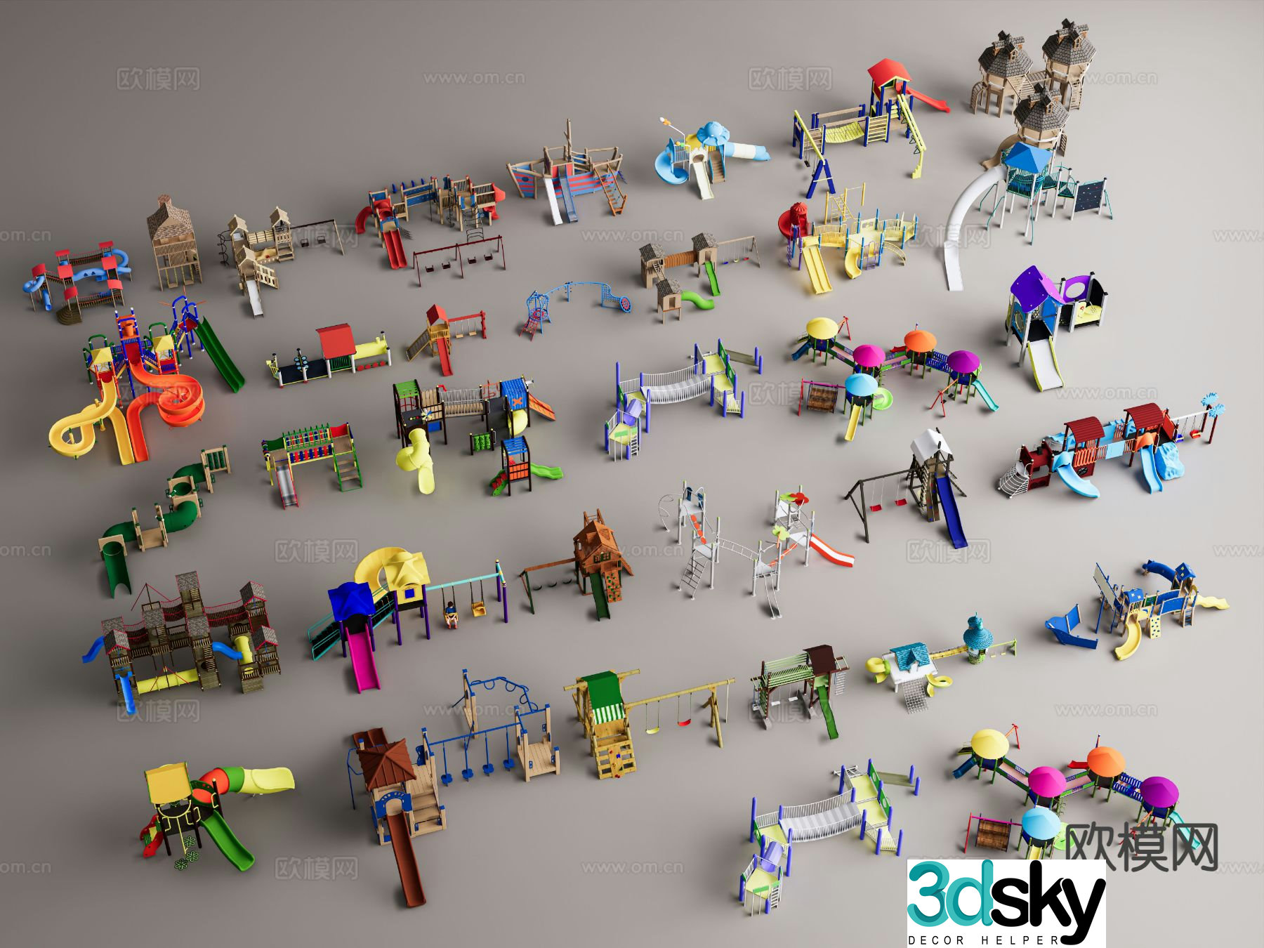 Children’s play equipment quality development facilities park slide 3D model