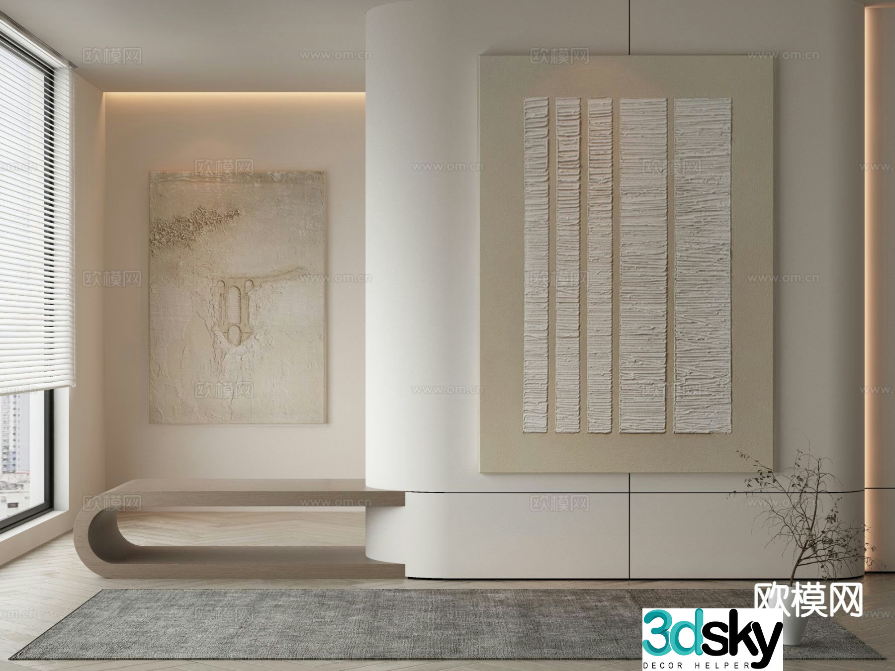 Modern decorative painting texture painting 3d model