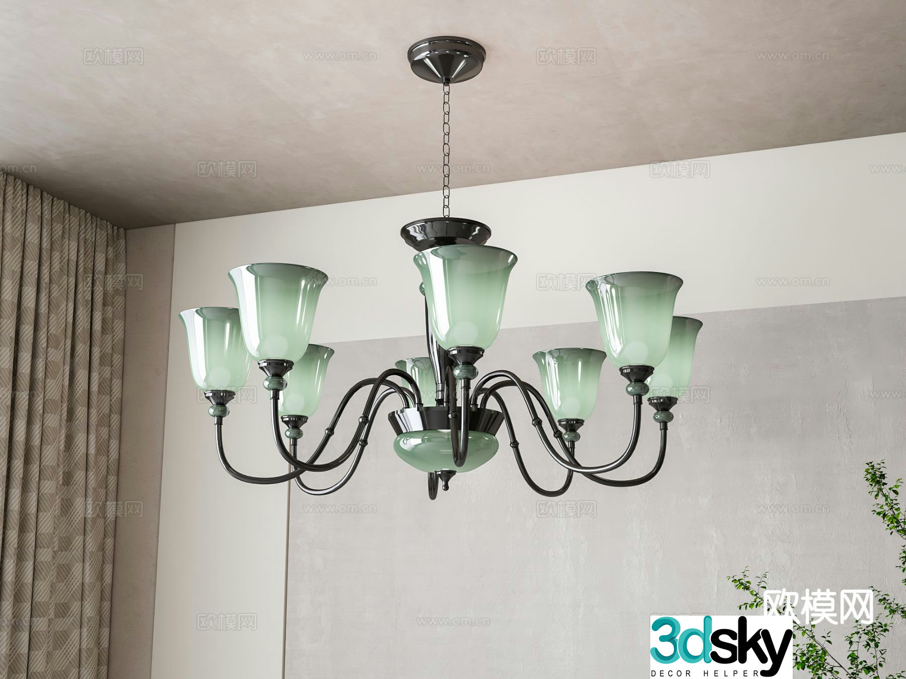 American chandelier hall chandelier 3d model