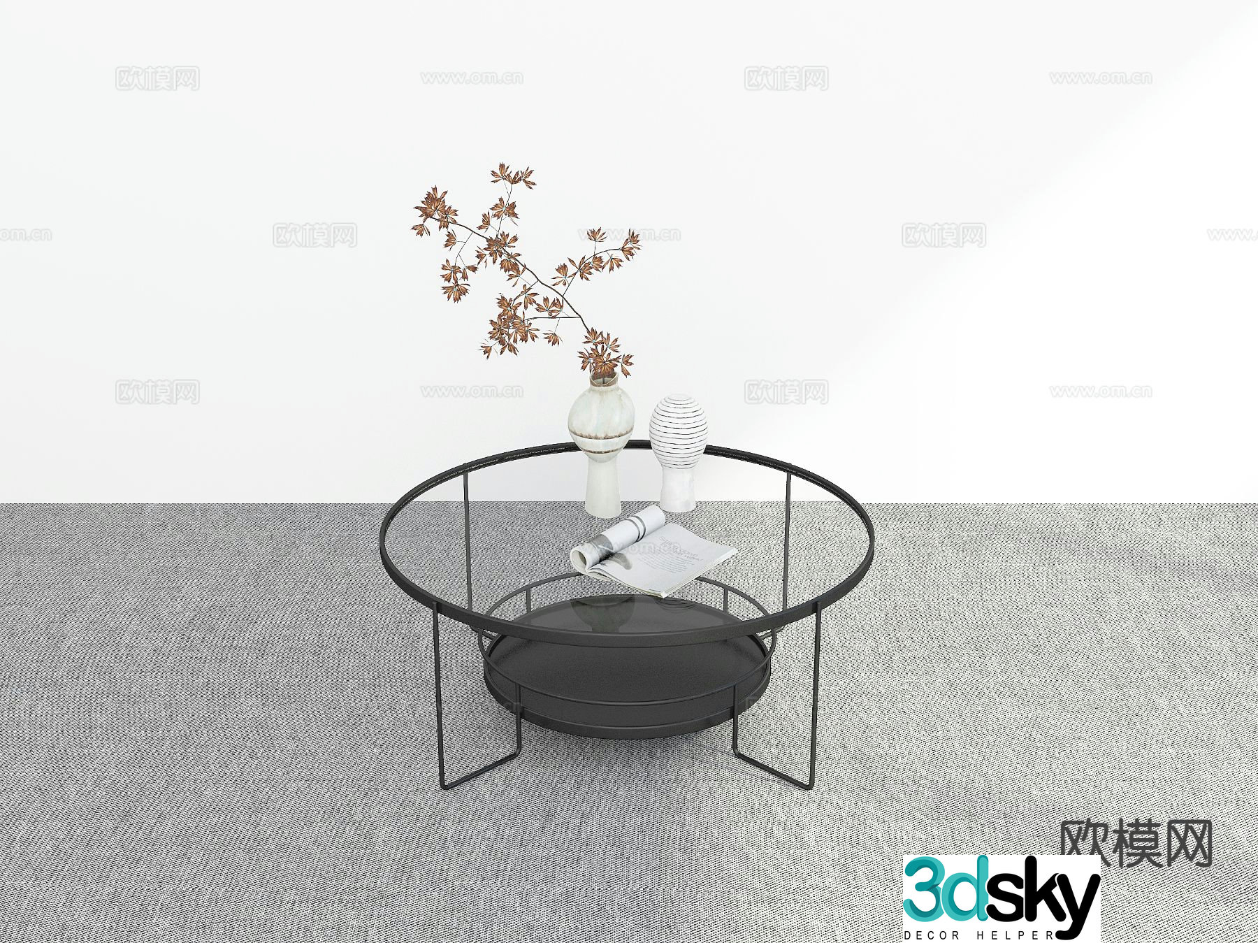 Modern glass coffee table 3d model
