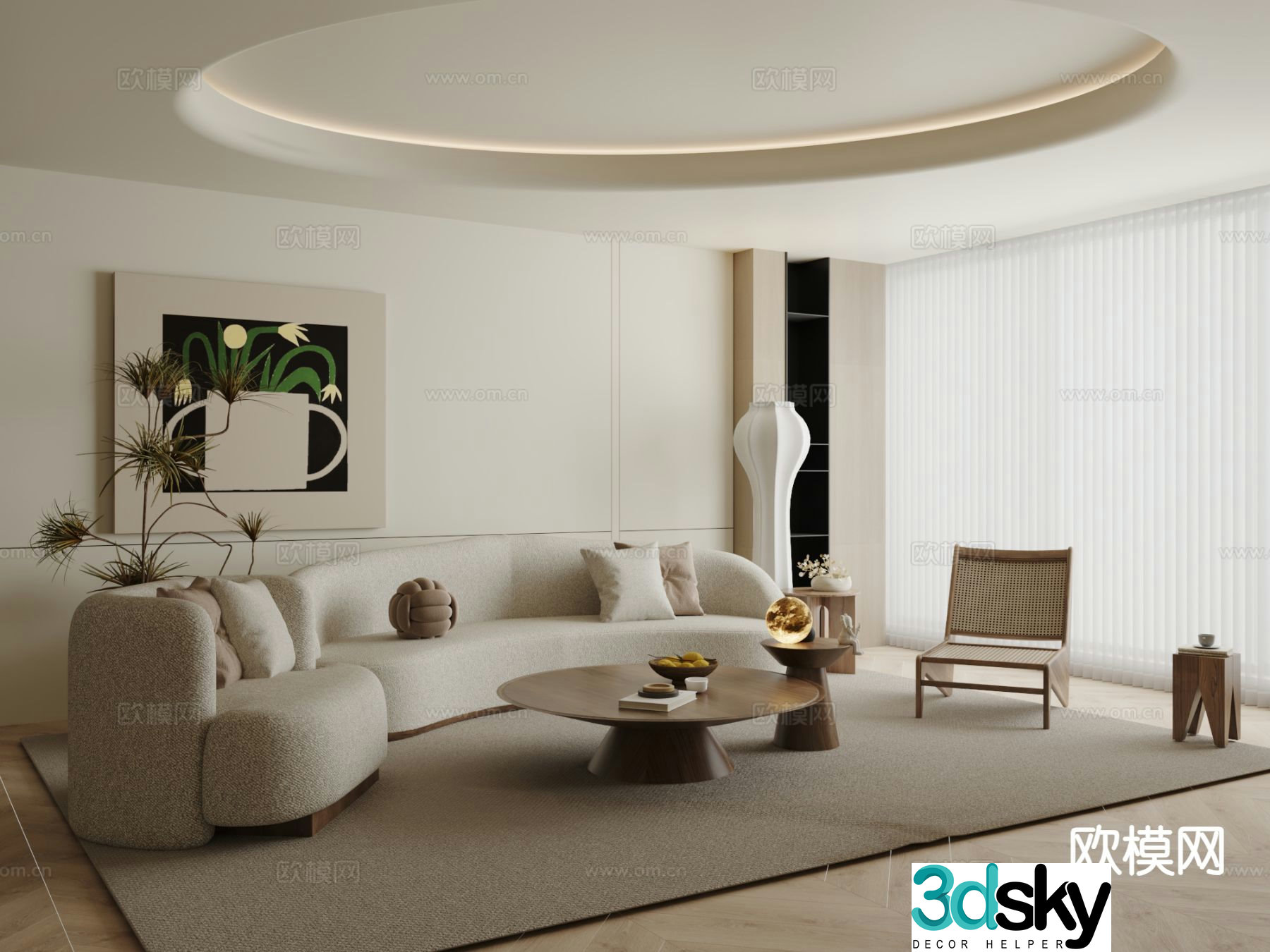 Wabi Sabi modular sofa curved sofa 3d model