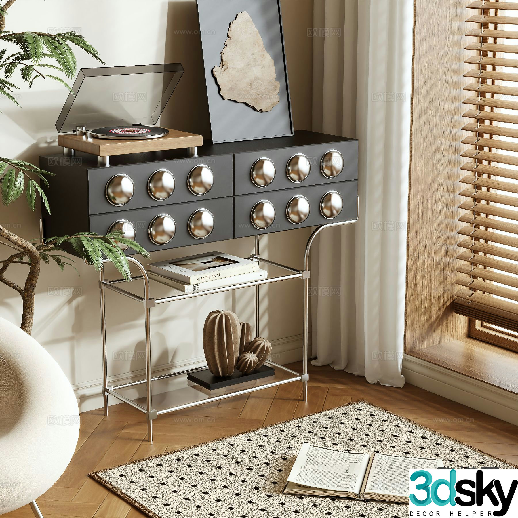 Medieval style chest of drawers 3D model