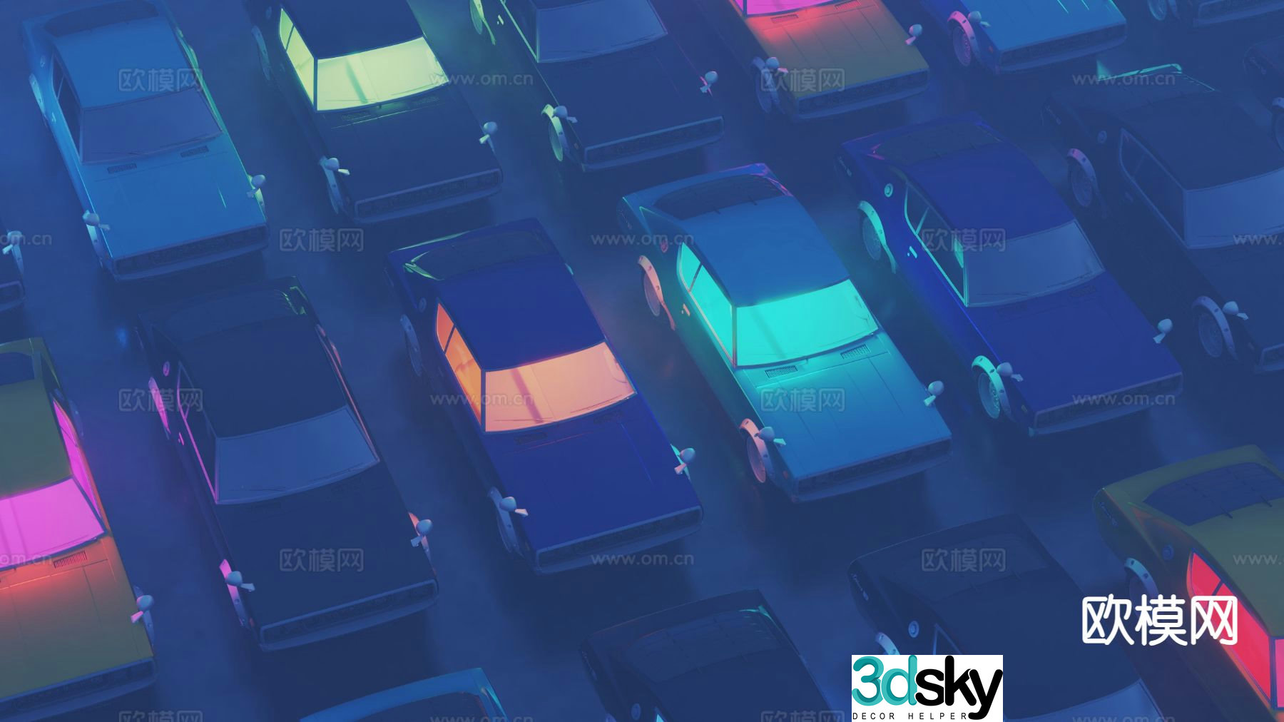 concept car night scene transportation car 3d model