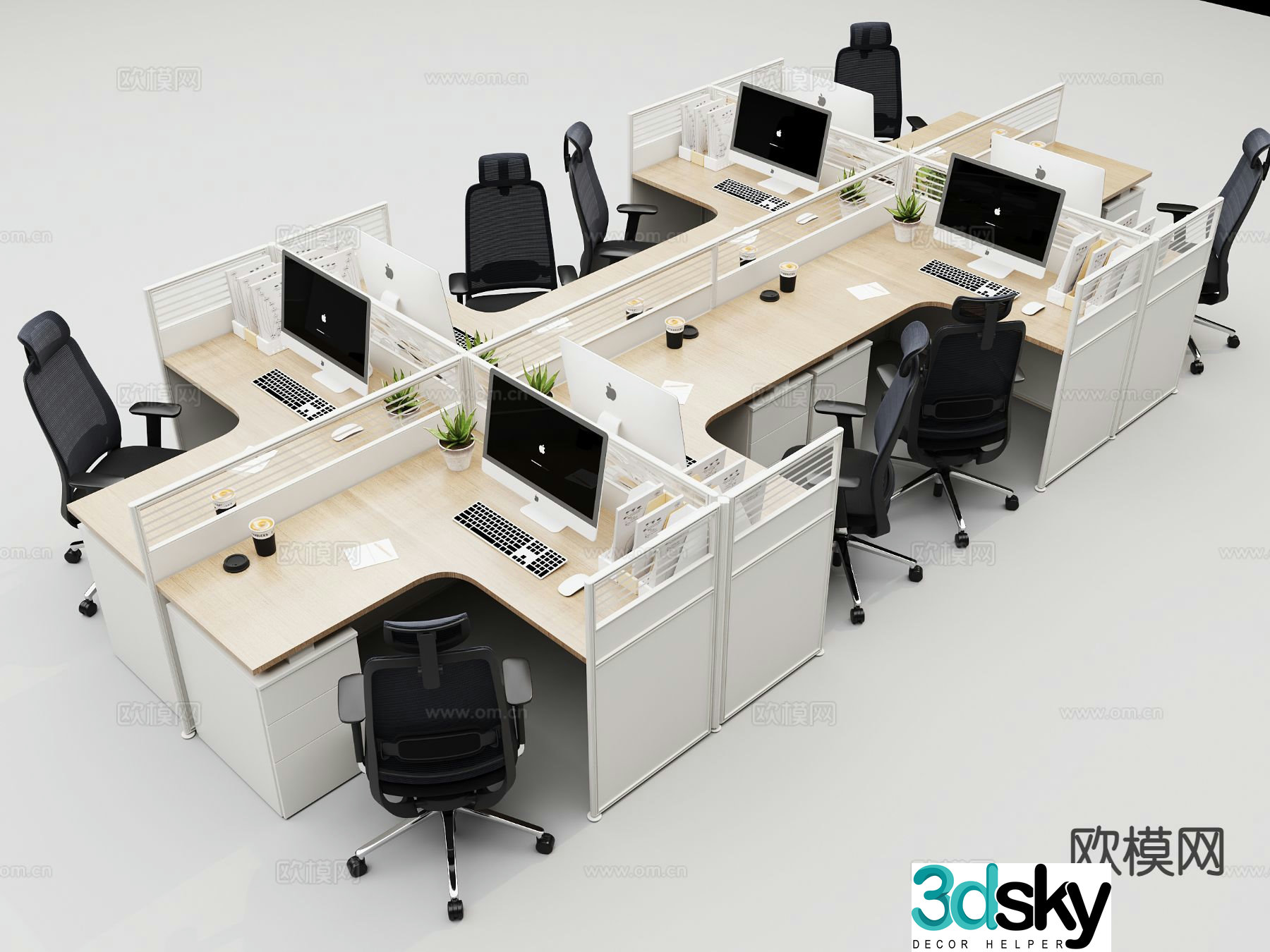 Card station desk 3D model