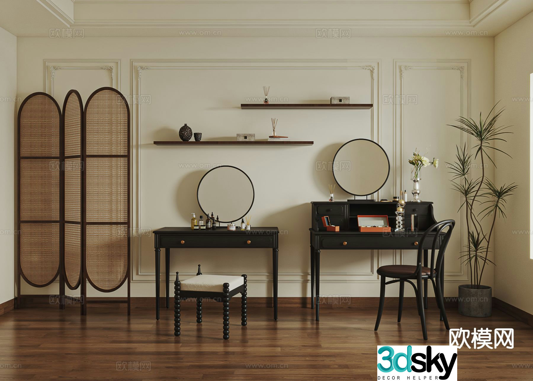 French vintage dresser 3d model