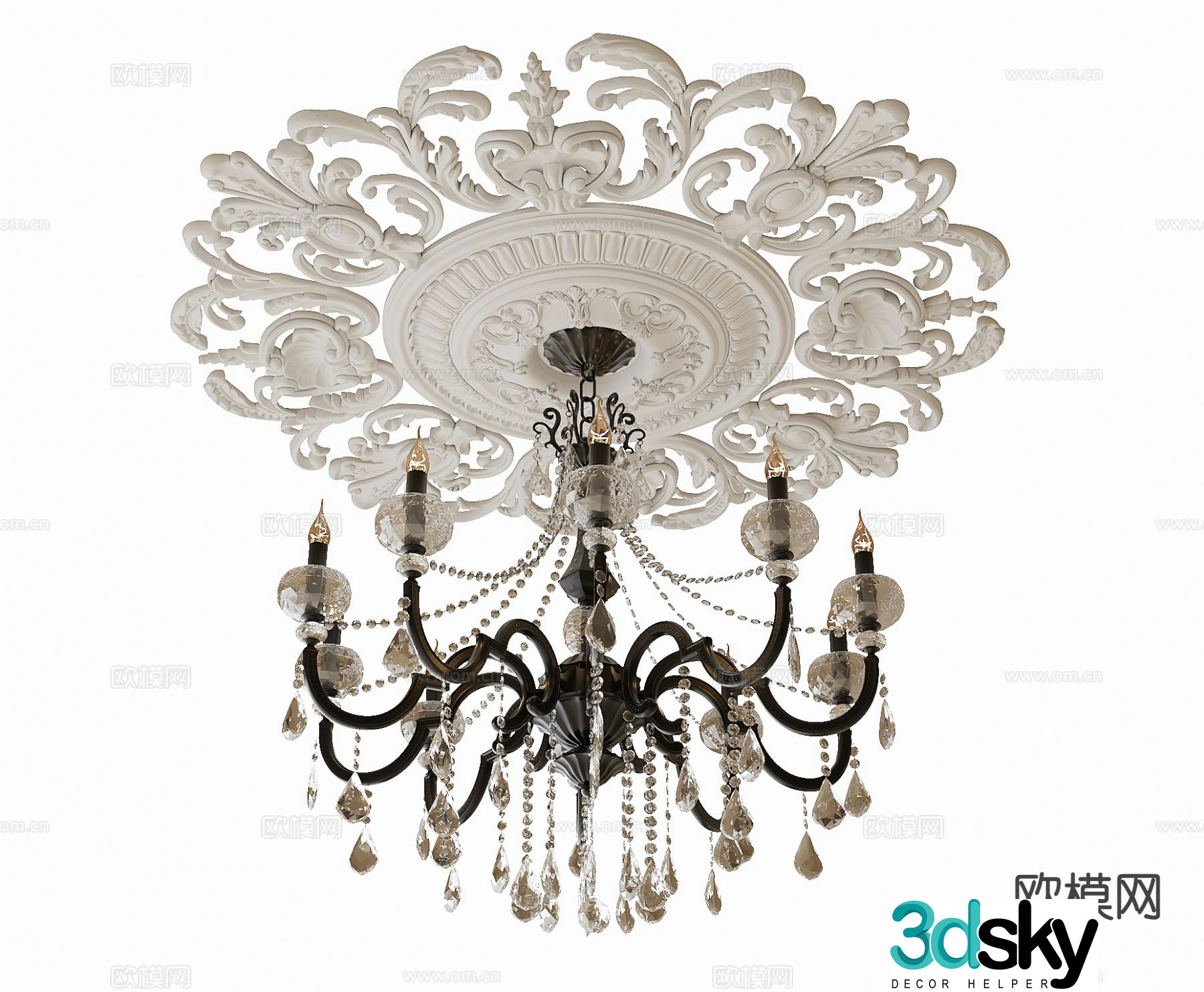 French crystal chandelier 3d model
