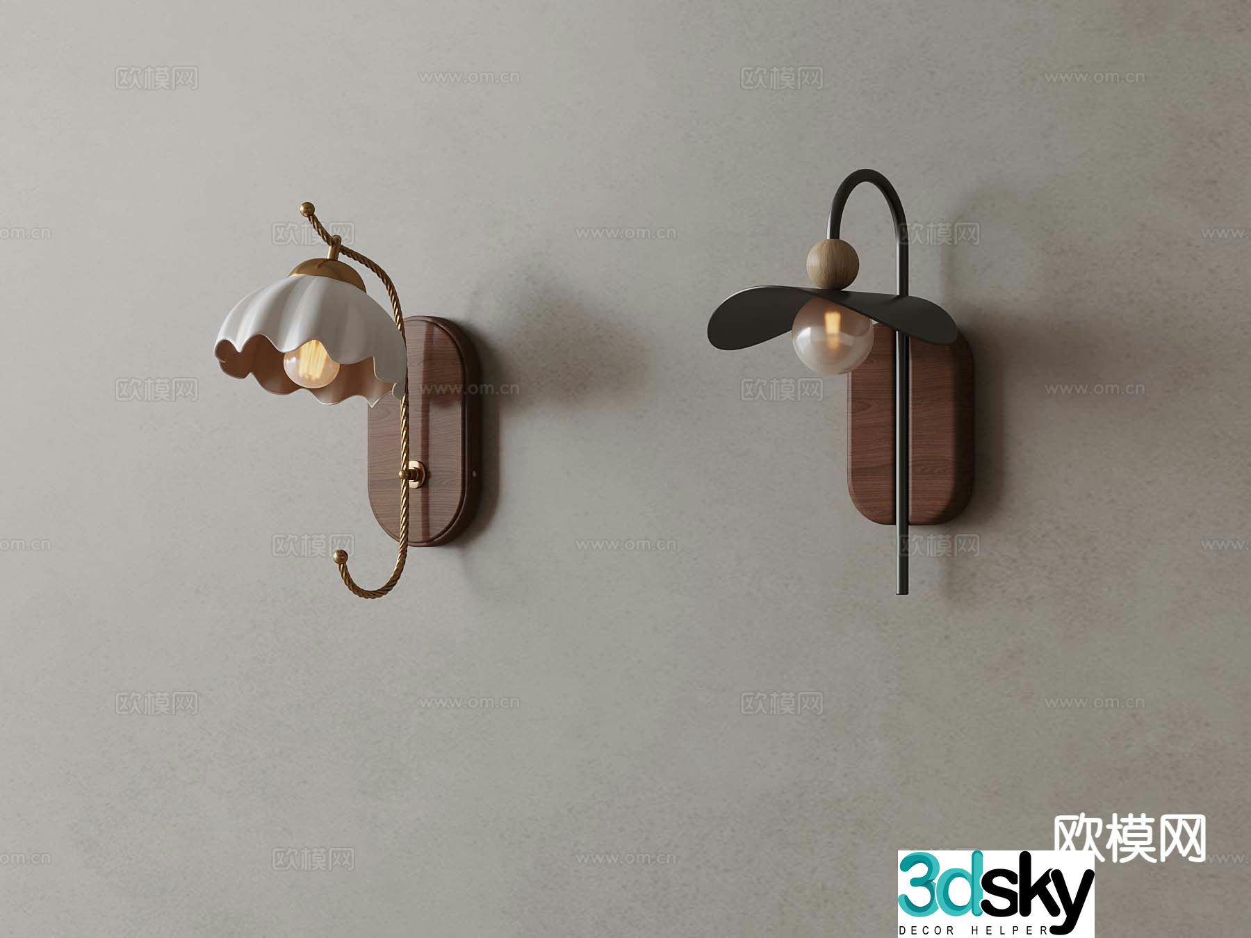 Medieval style wall lamp retro wall lamp 3d model