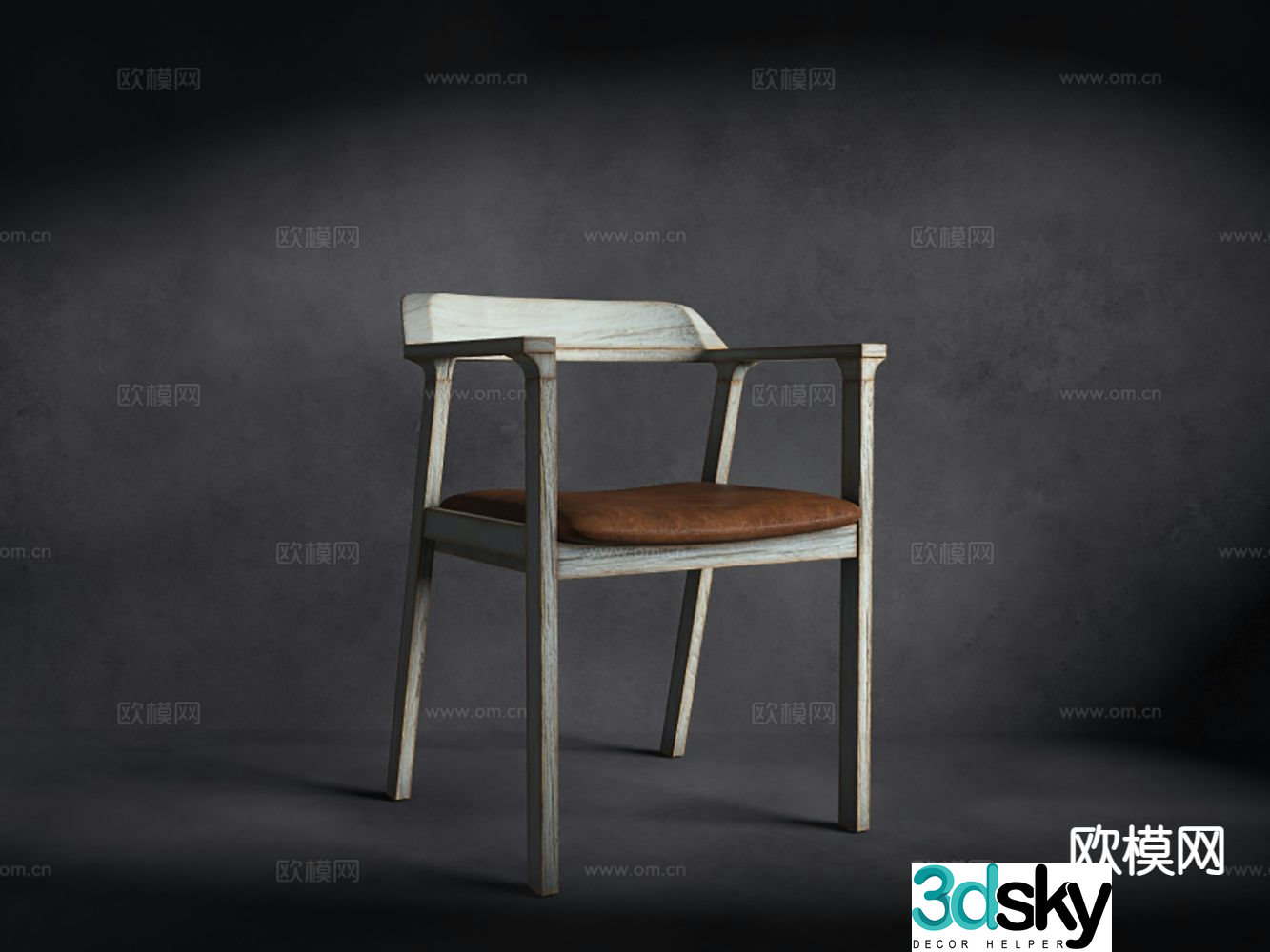 Single chair solid wood chair tea chair leisure chair 3d model