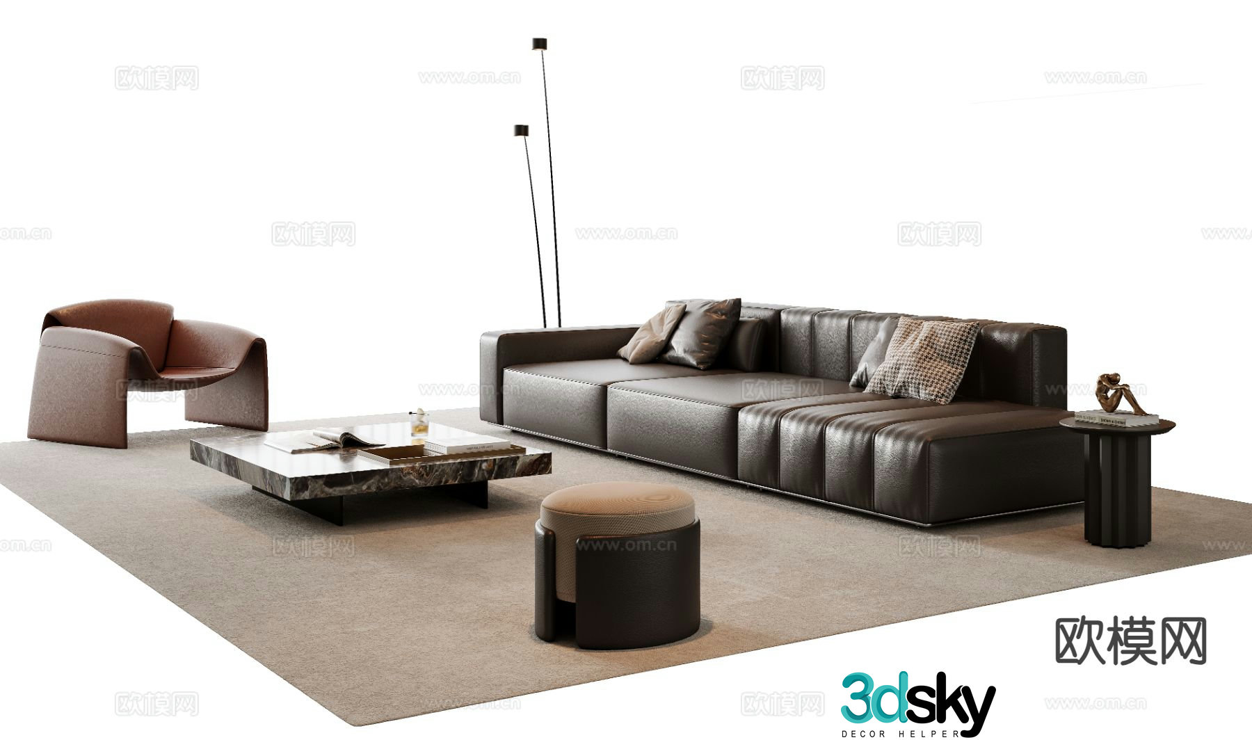Italian sectional sofa 3d model