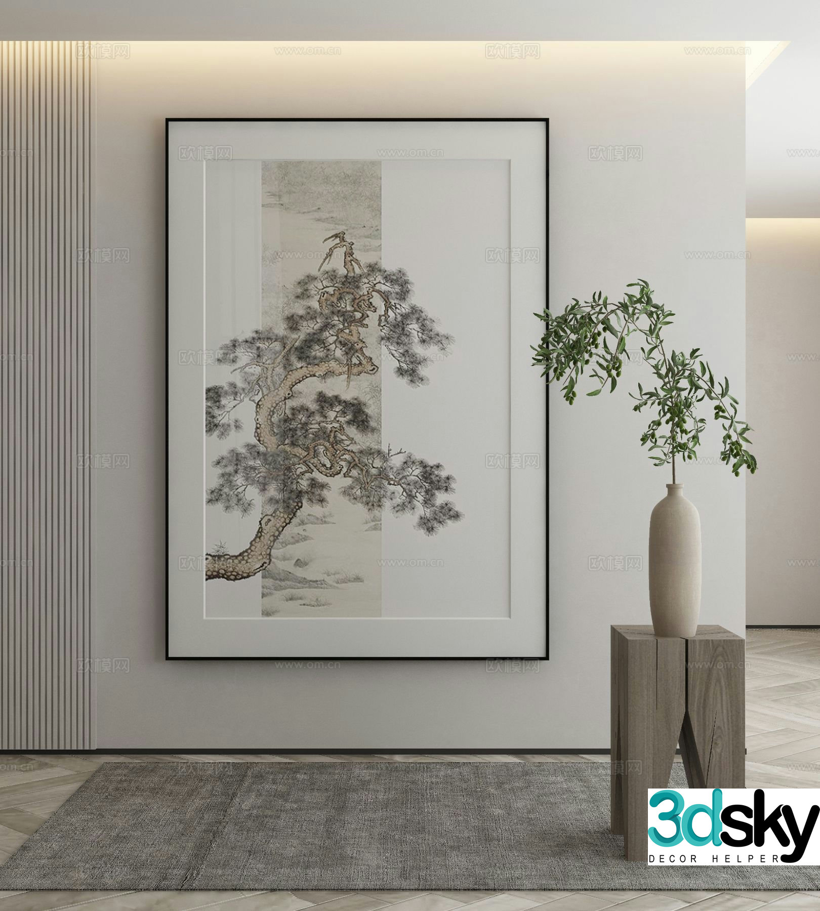 New Chinese style decorative painting art painting hanging painting 3d model