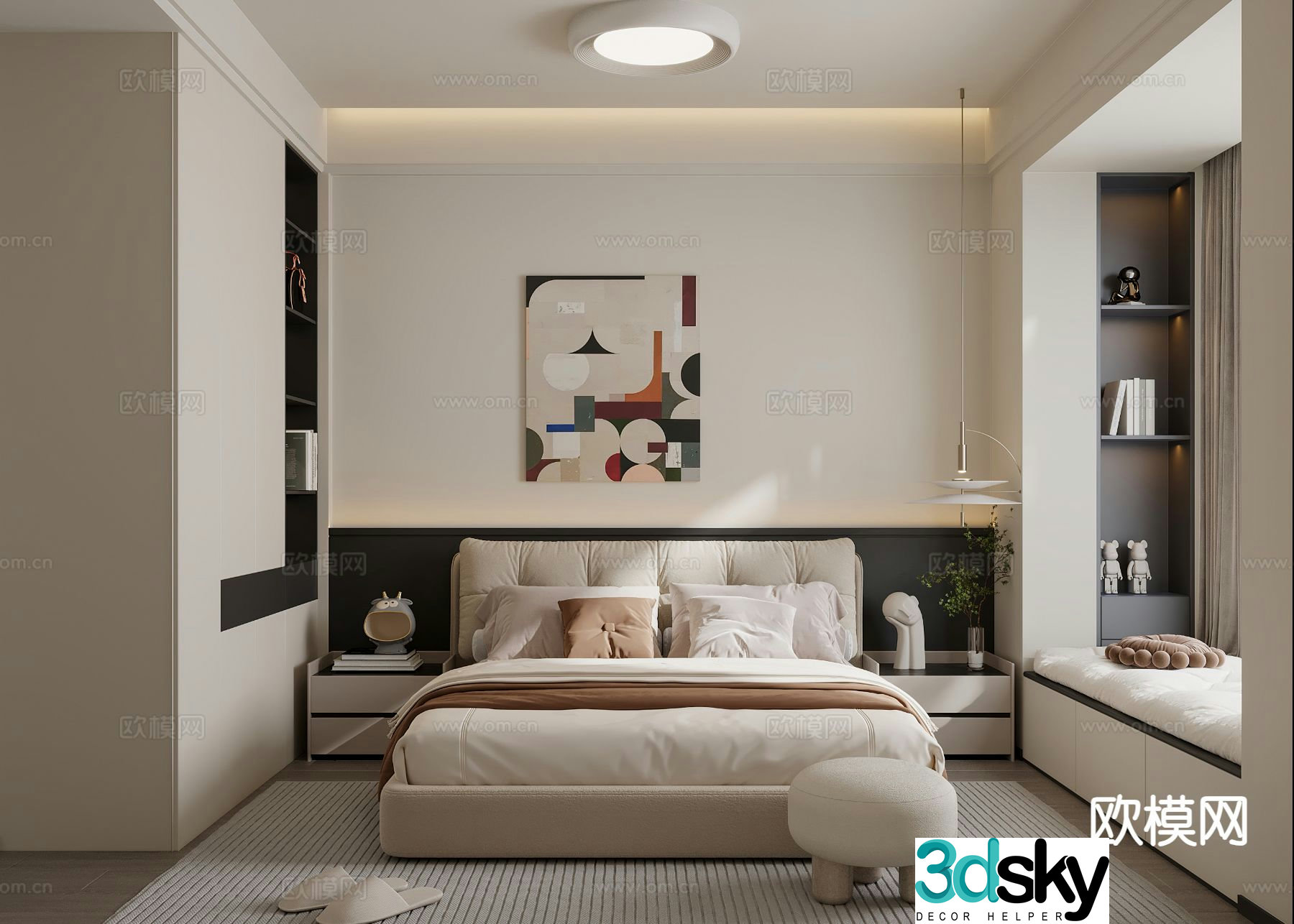 Cream style children’s room simple children’s room 3d model
