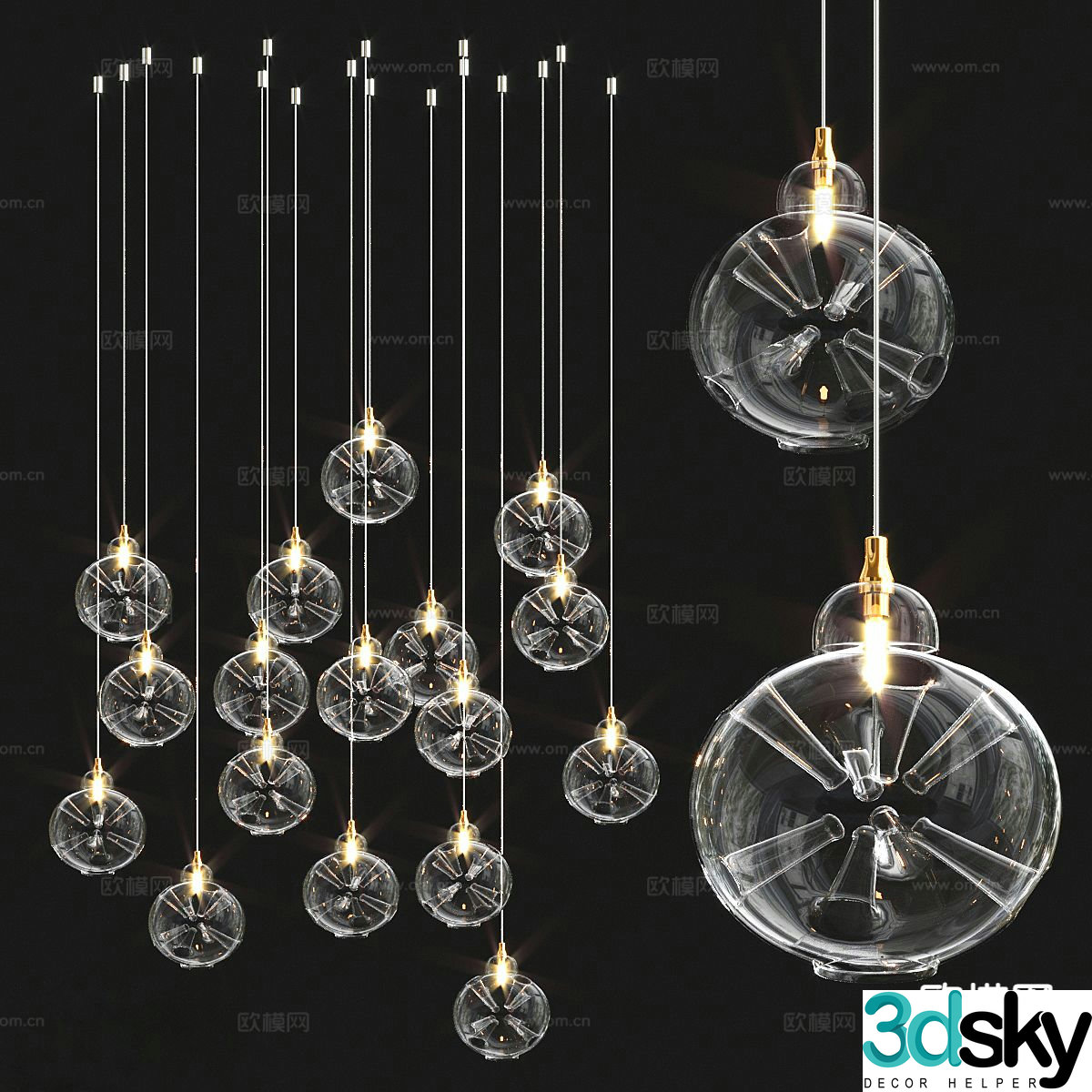 Light luxury chandelier glass chandelier 3d model