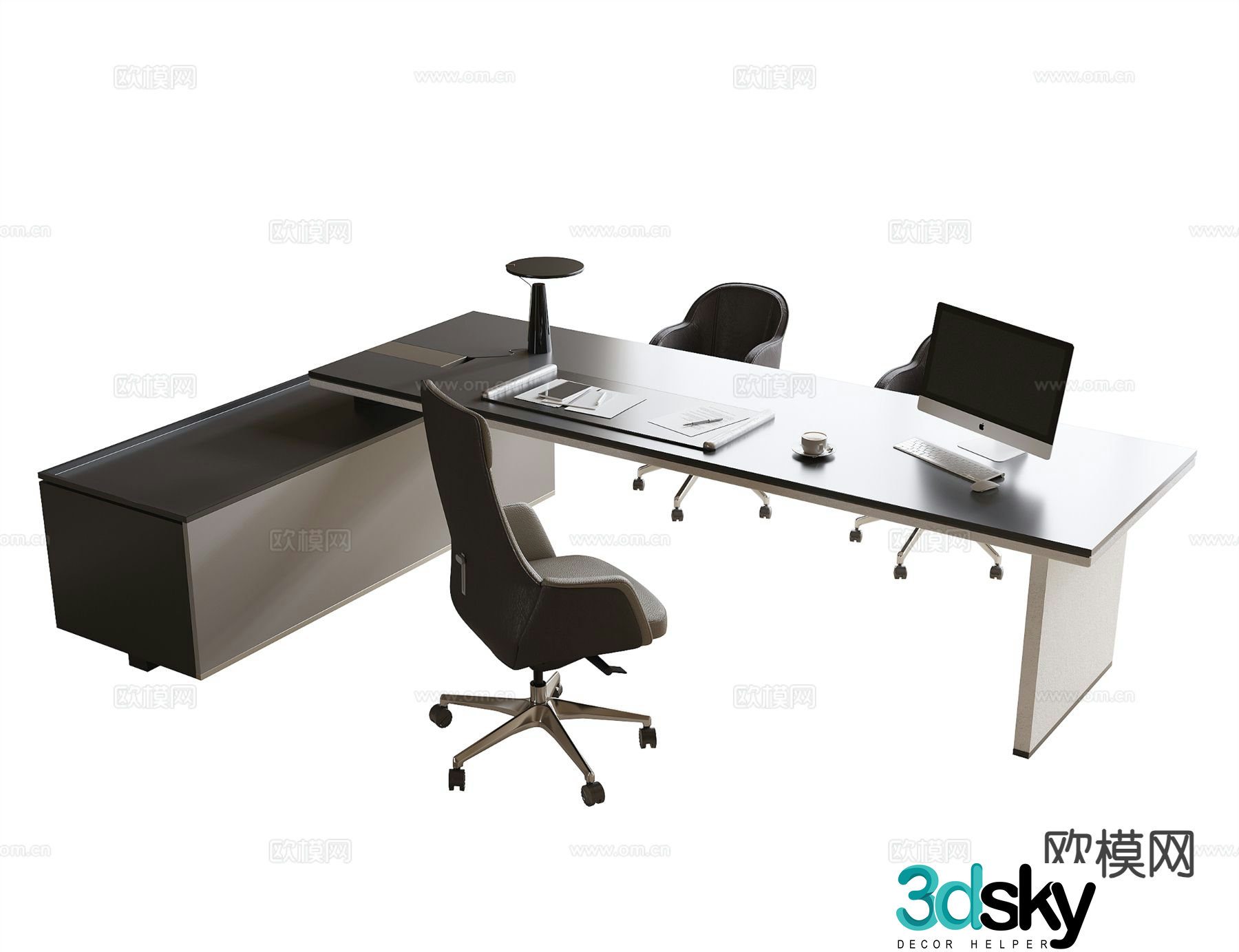 Modern boss desk desk chair office chair 3d model