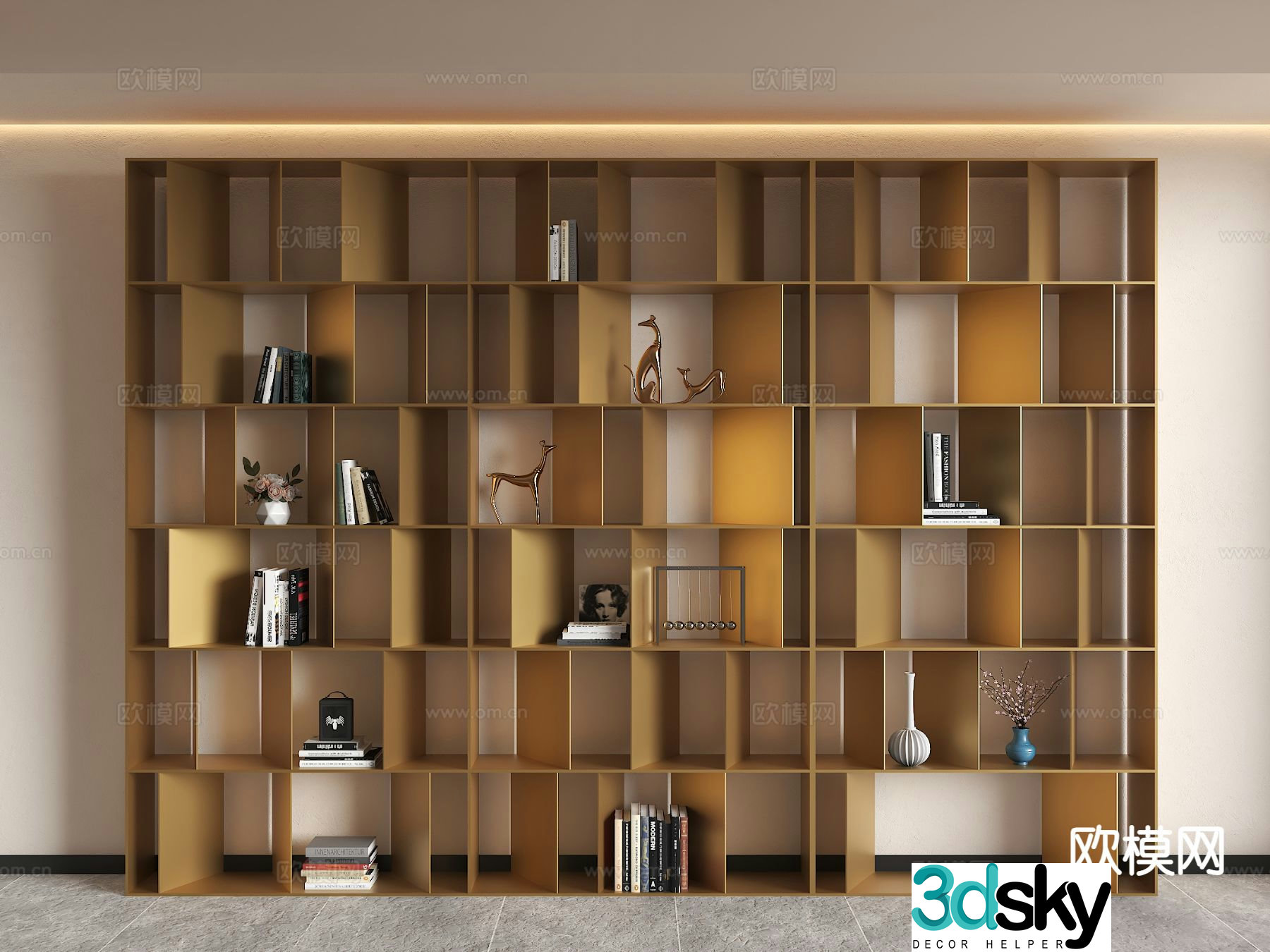 Modern bookshelf storage rack 3d model