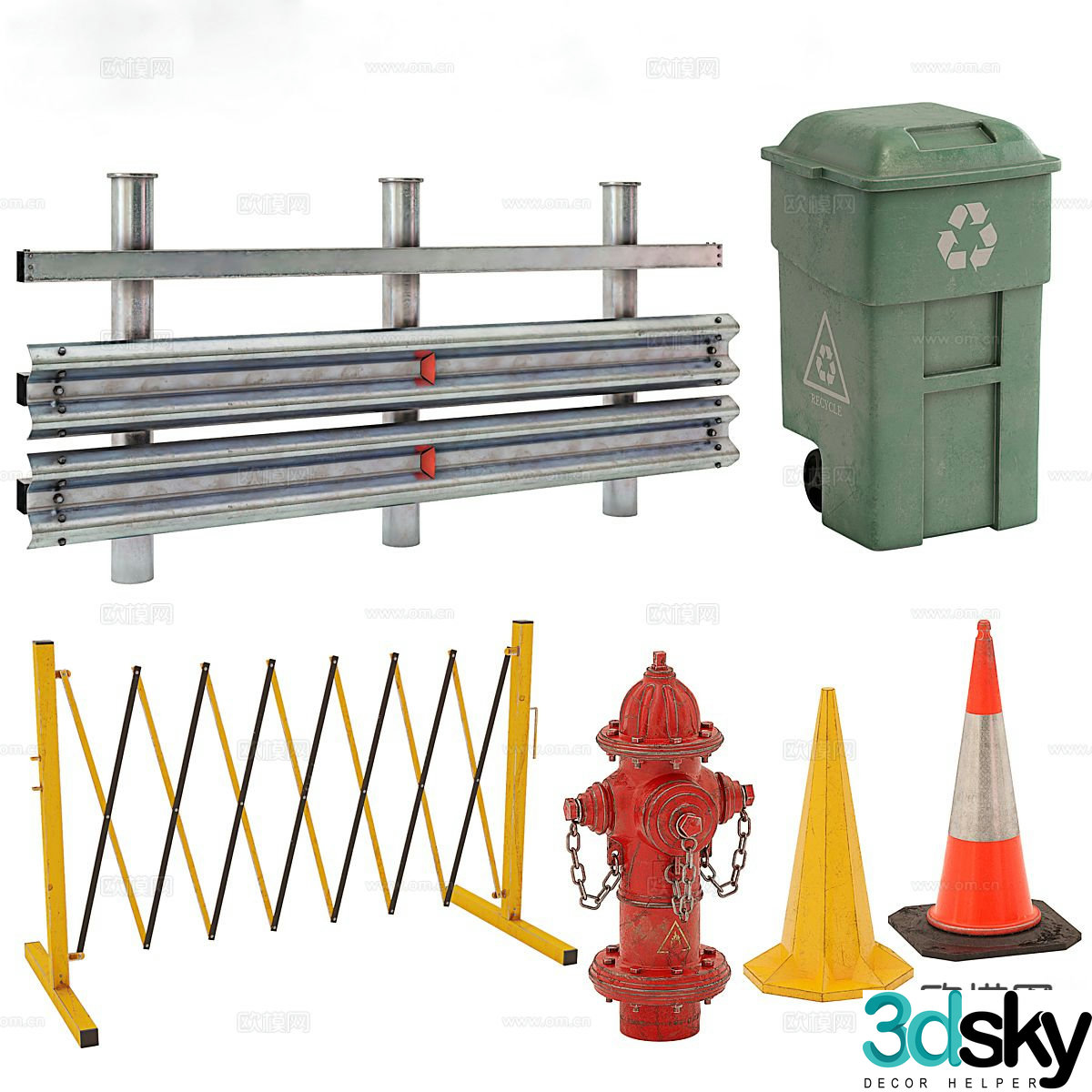Road facilities traffic equipment 3d model