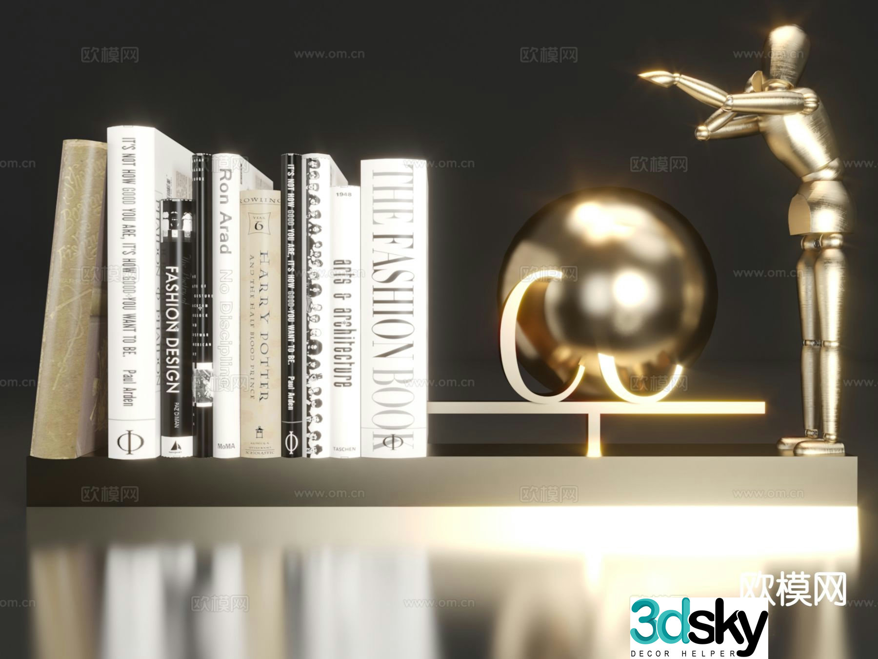 Modern jewelry ornaments books crafts 3d model