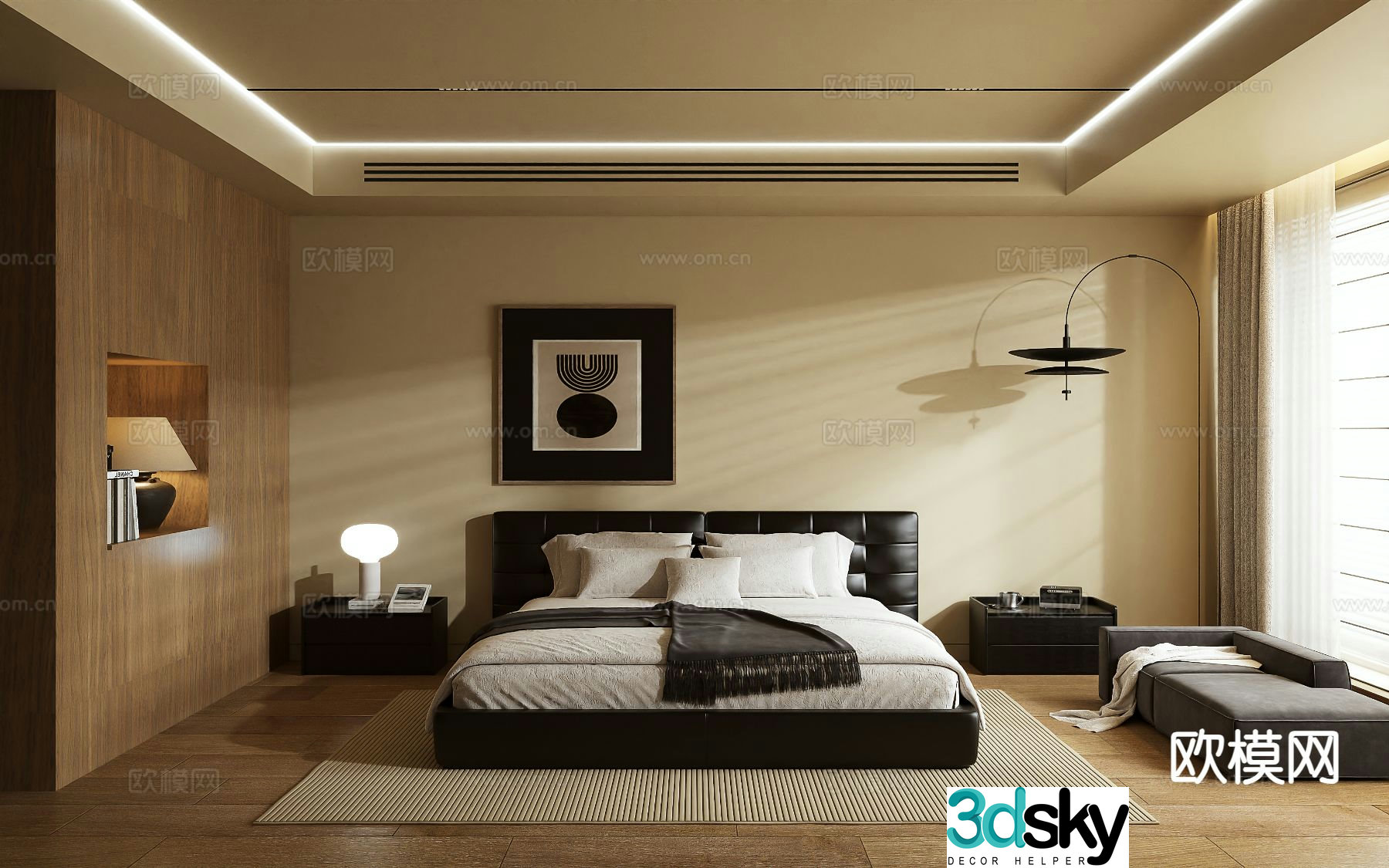 Medieval style bedroom master bedroom 3d model