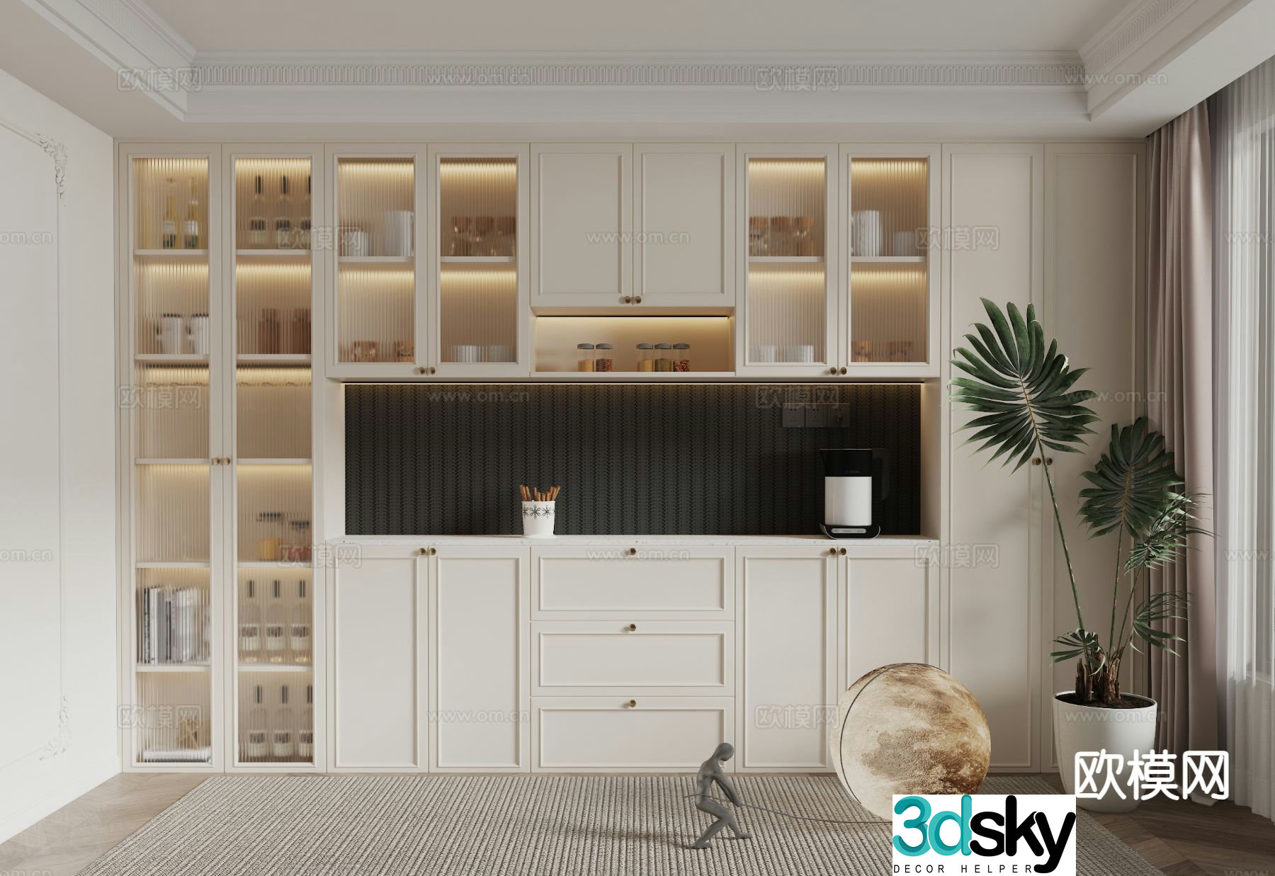 French wine cabinet sideboard 3d model