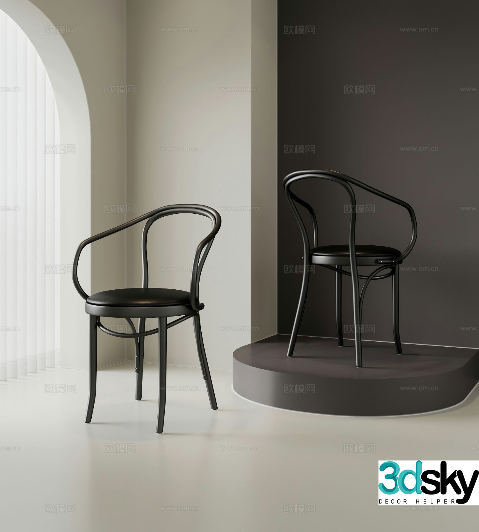 Modern leisure chair dining chair chair 3d model