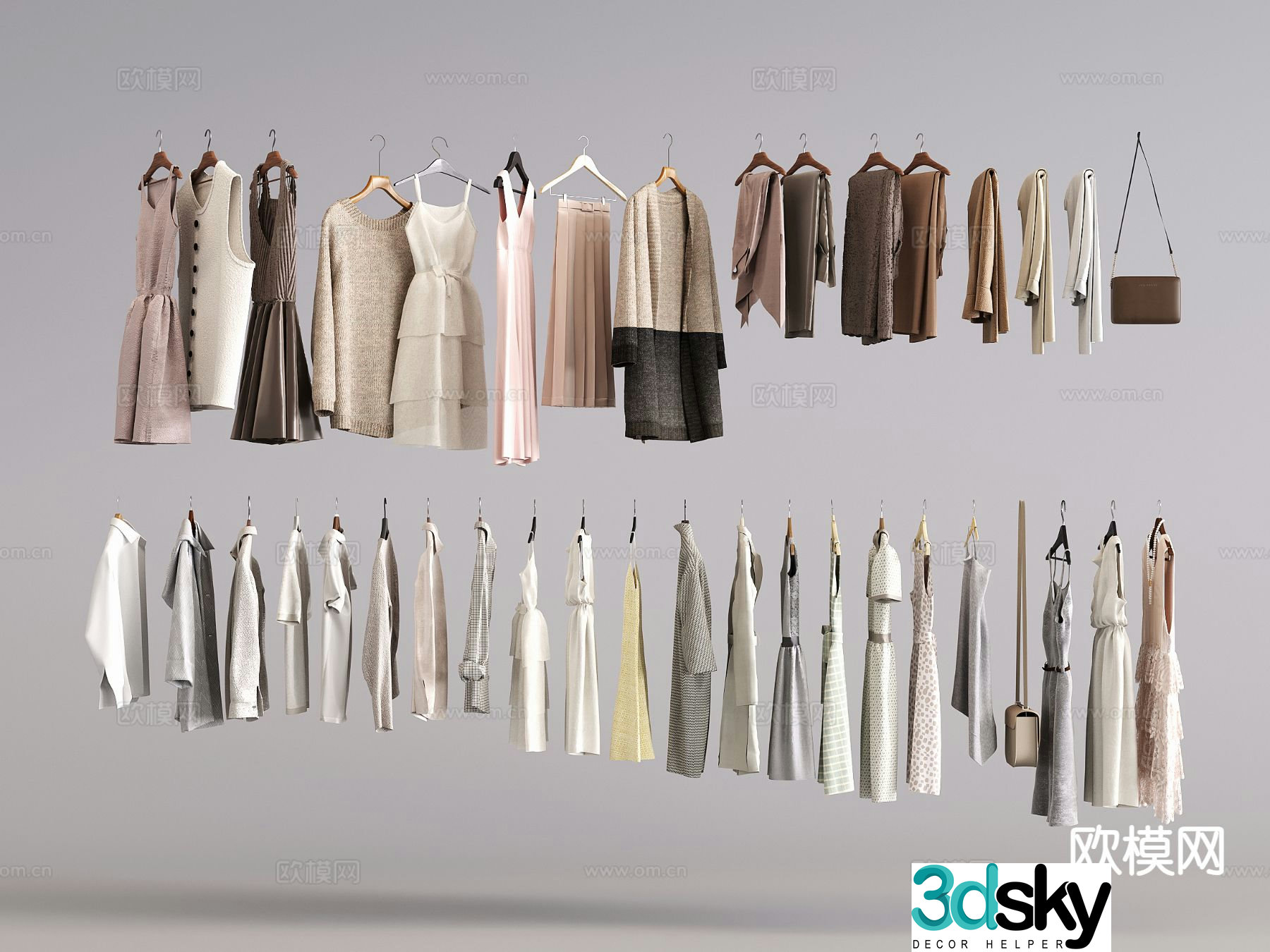 dress clothes skirt tops pants clothing 3d model