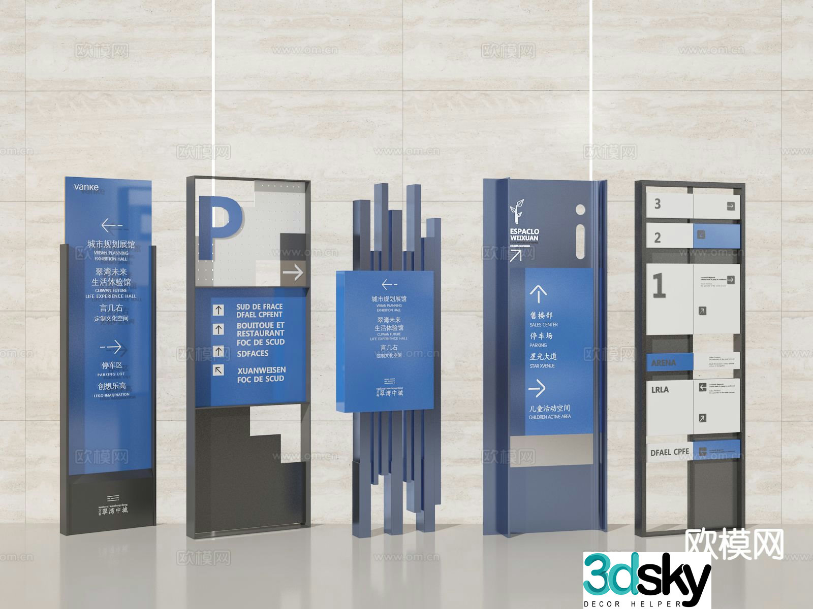 signage guide sign signage 3d model