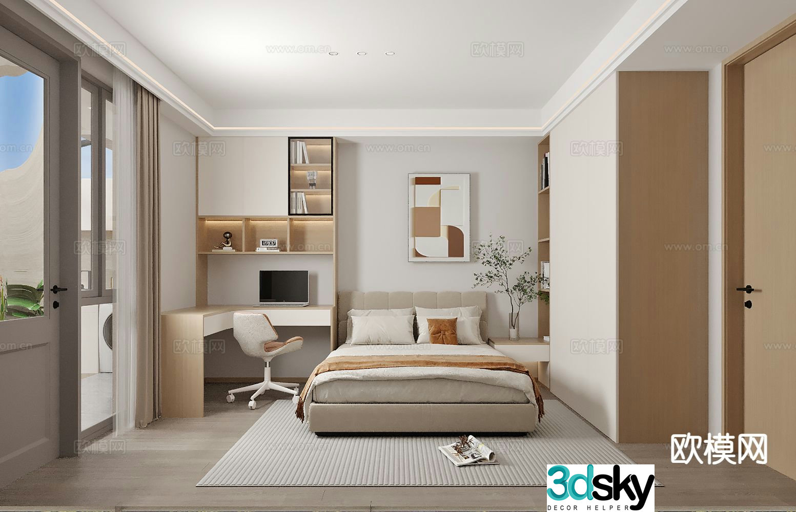 Modern bedroom master bedroom 3d model
