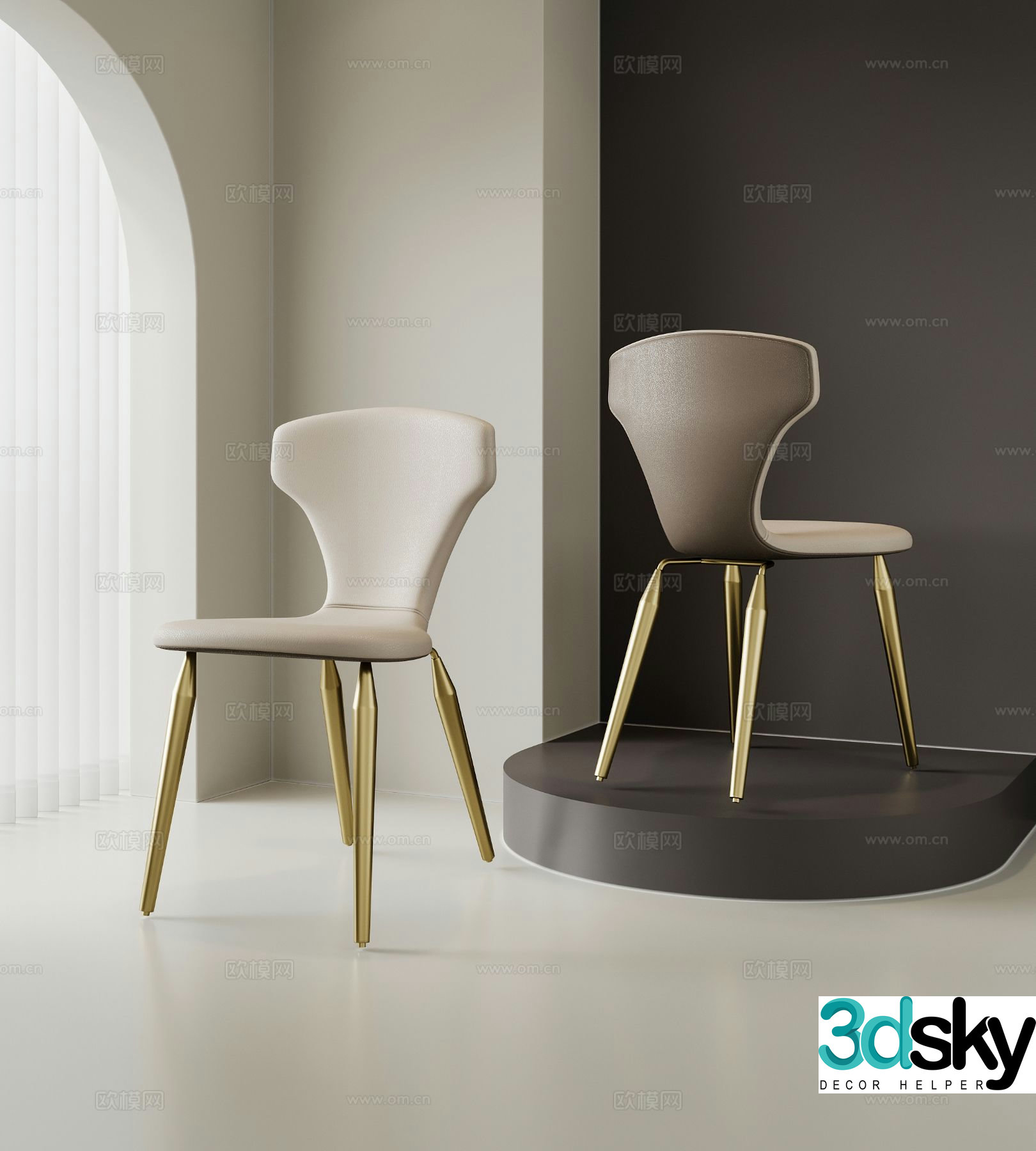 Modern single chair dining chair chair 3d model
