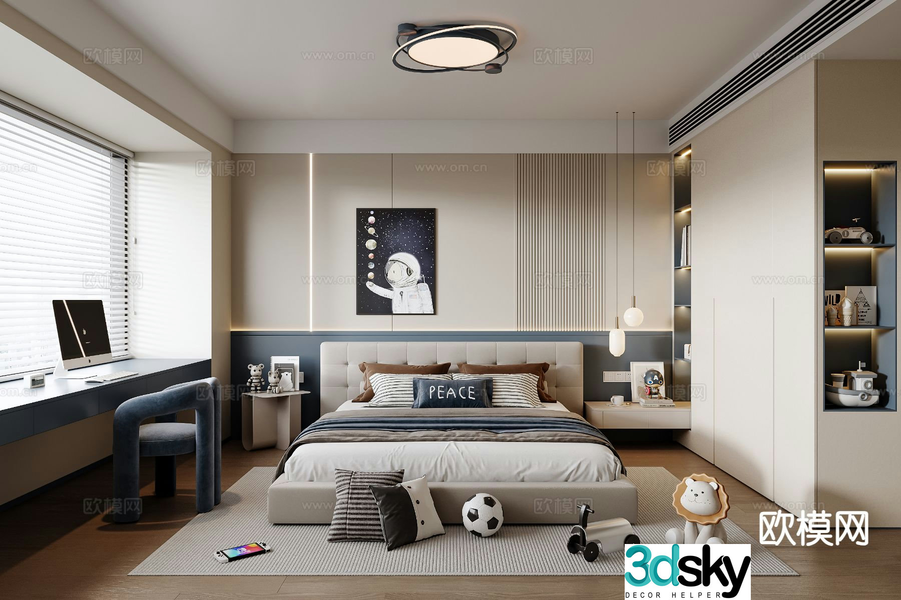 Modern boy’s room children’s room 3d model