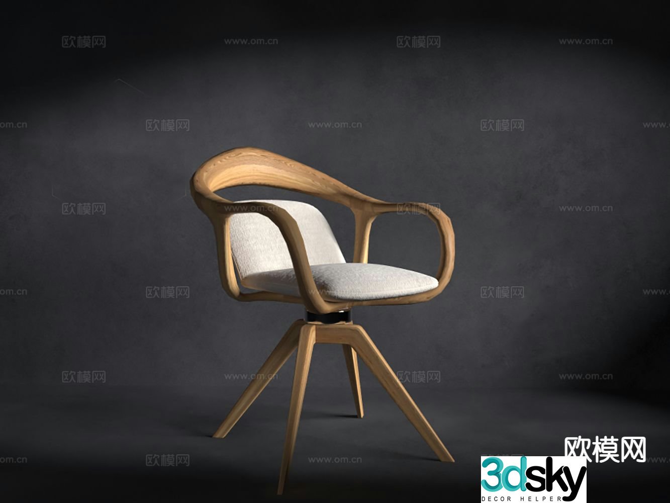 New Chinese style leisure chair chair swivel chair learning chair 3d model