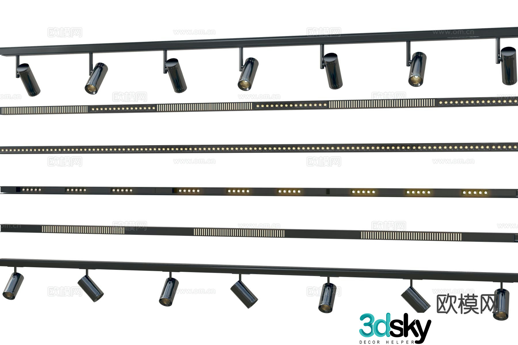 Modern magnetic light track spotlight 3d model