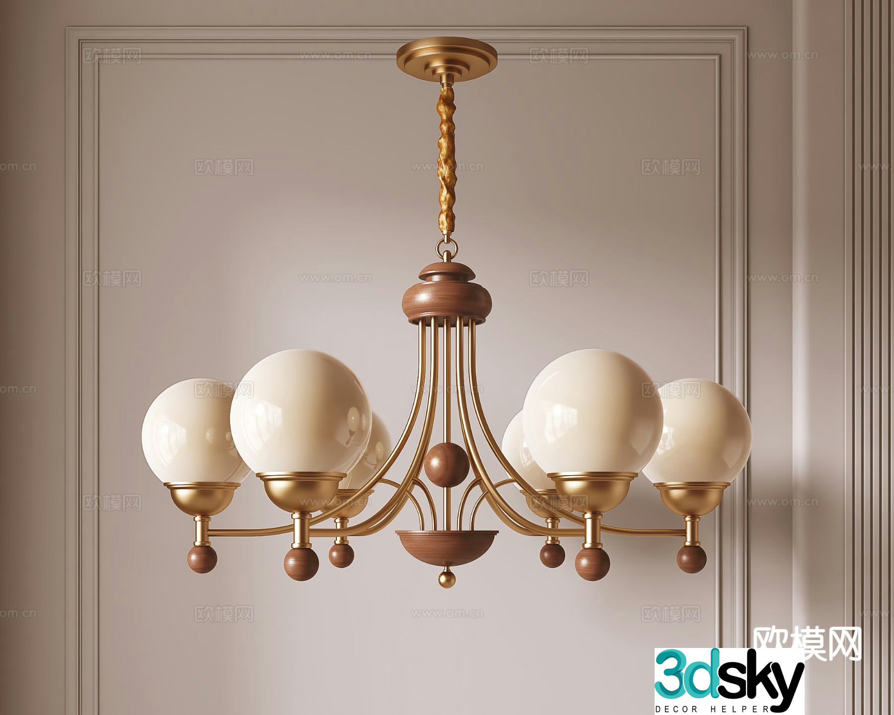 Medieval style multi-head chandelier 3D model