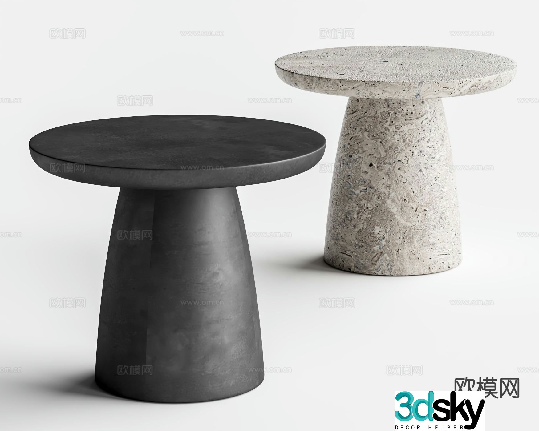 Modern corner table side table round table 3D model