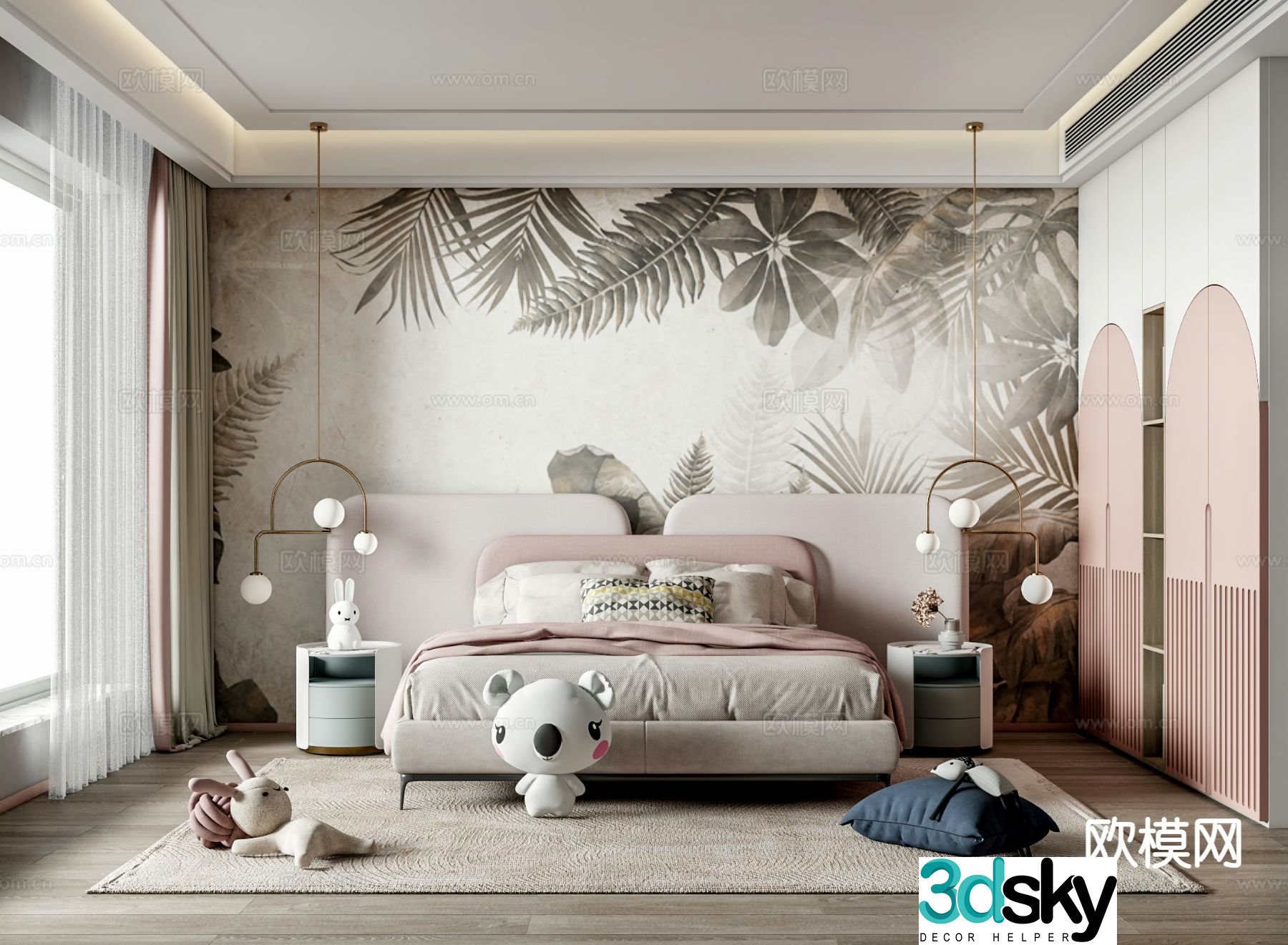 Modern children’s room girl’s room 3d model