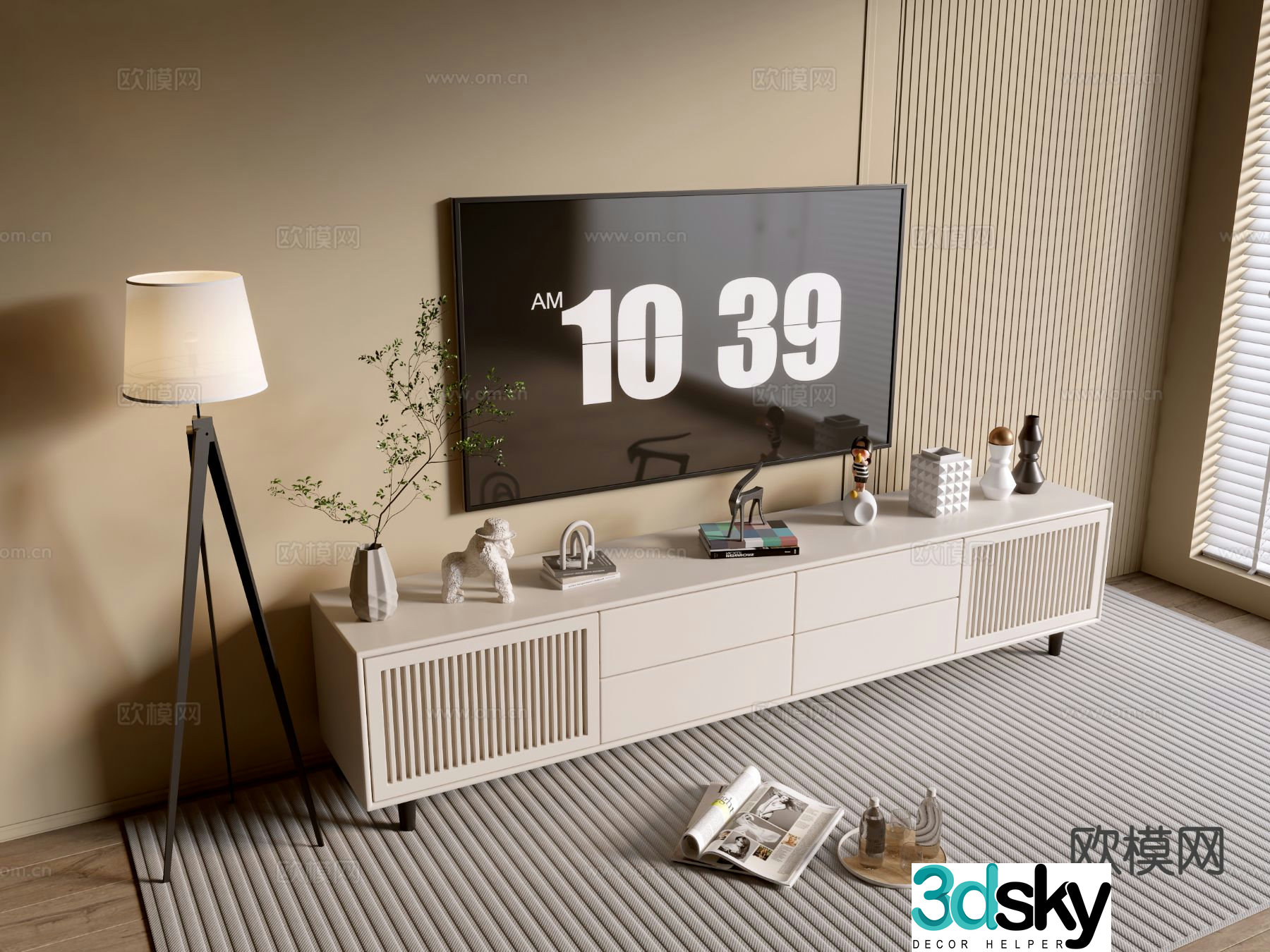 Cream style TV cabinet 3d model