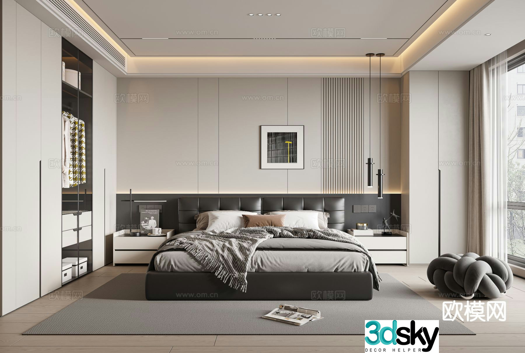 Modern bedroom master bedroom 3d model