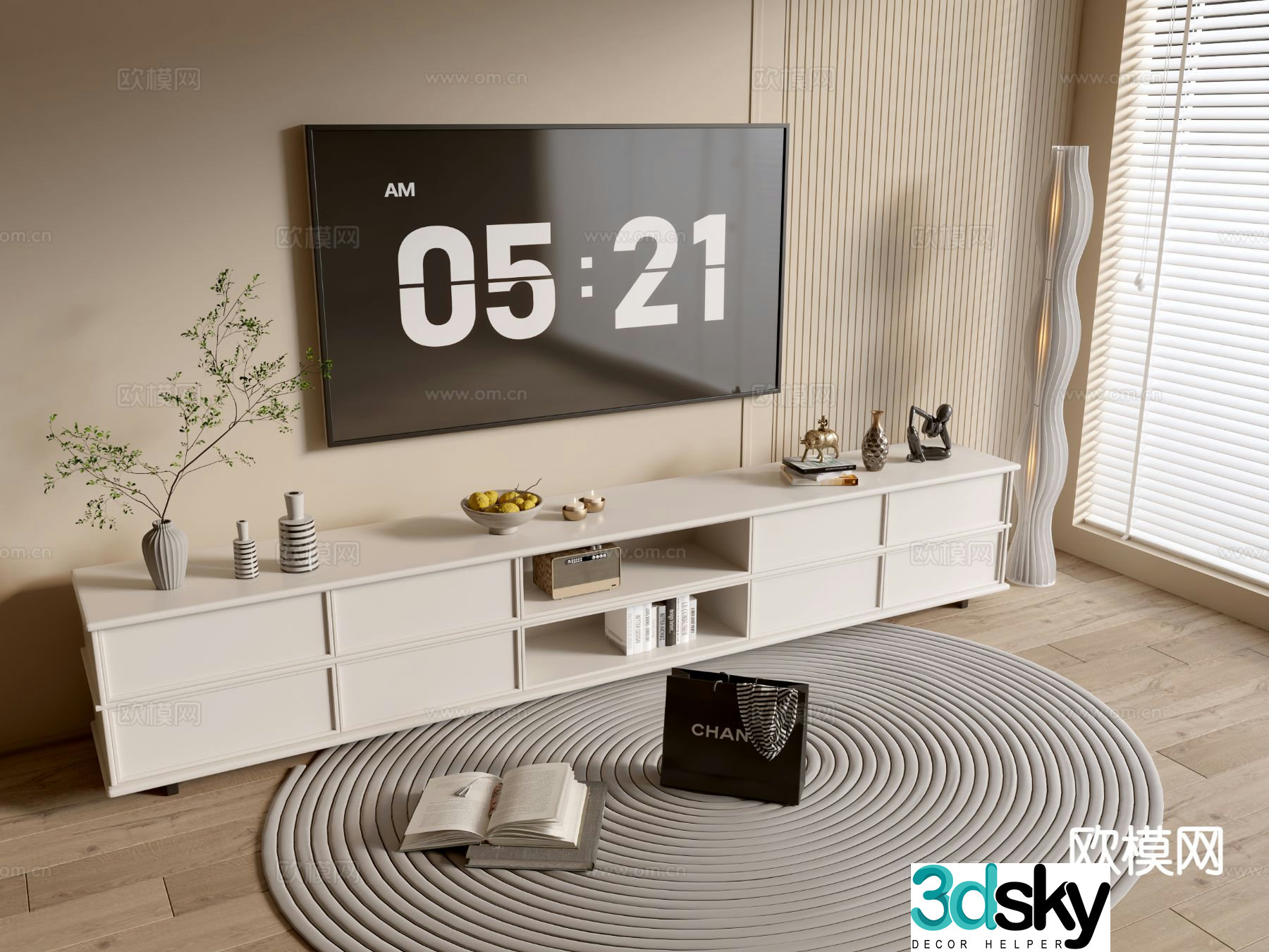 Cream style TV cabinet 3d model