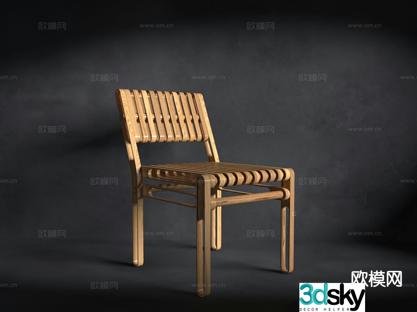 Single chair solid wood chair tea chair leisure chair 3d model