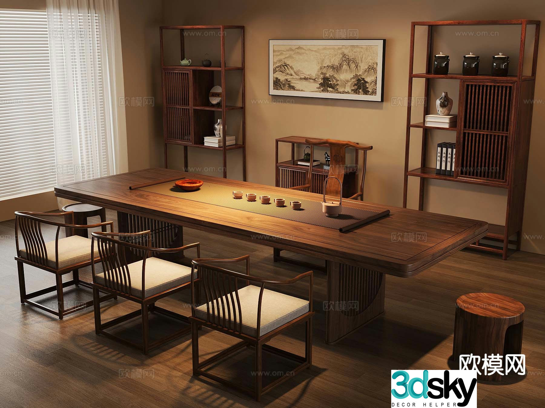 New Chinese style tea table tea table 3d model