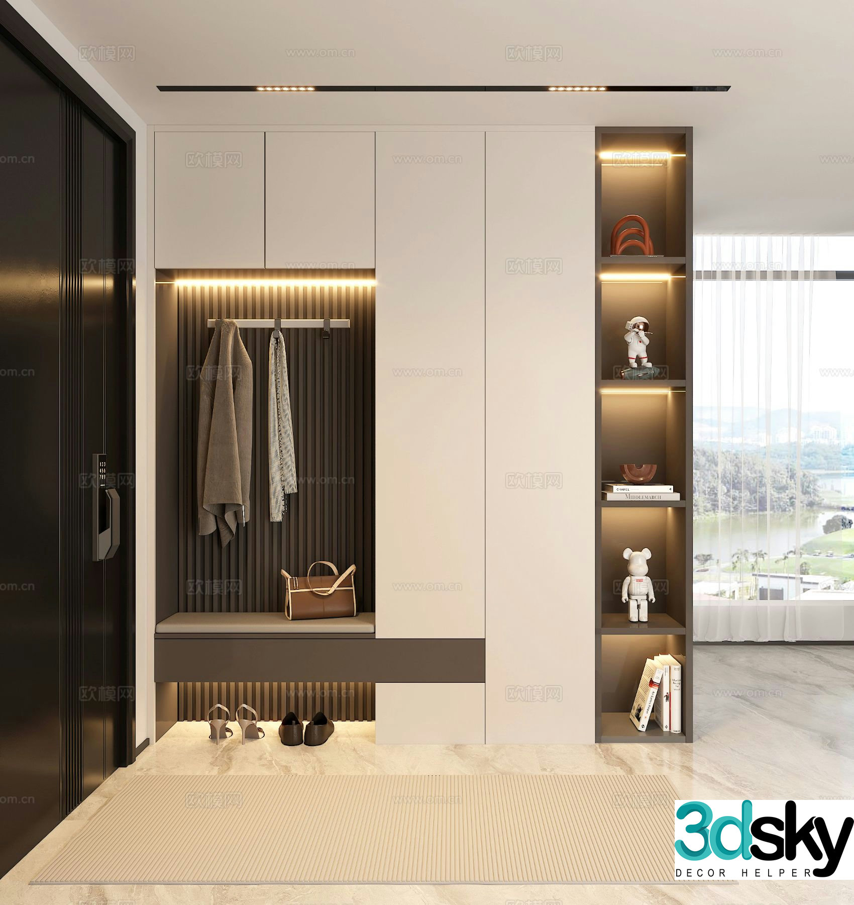 Modern entrance shoe cabinet 3d model